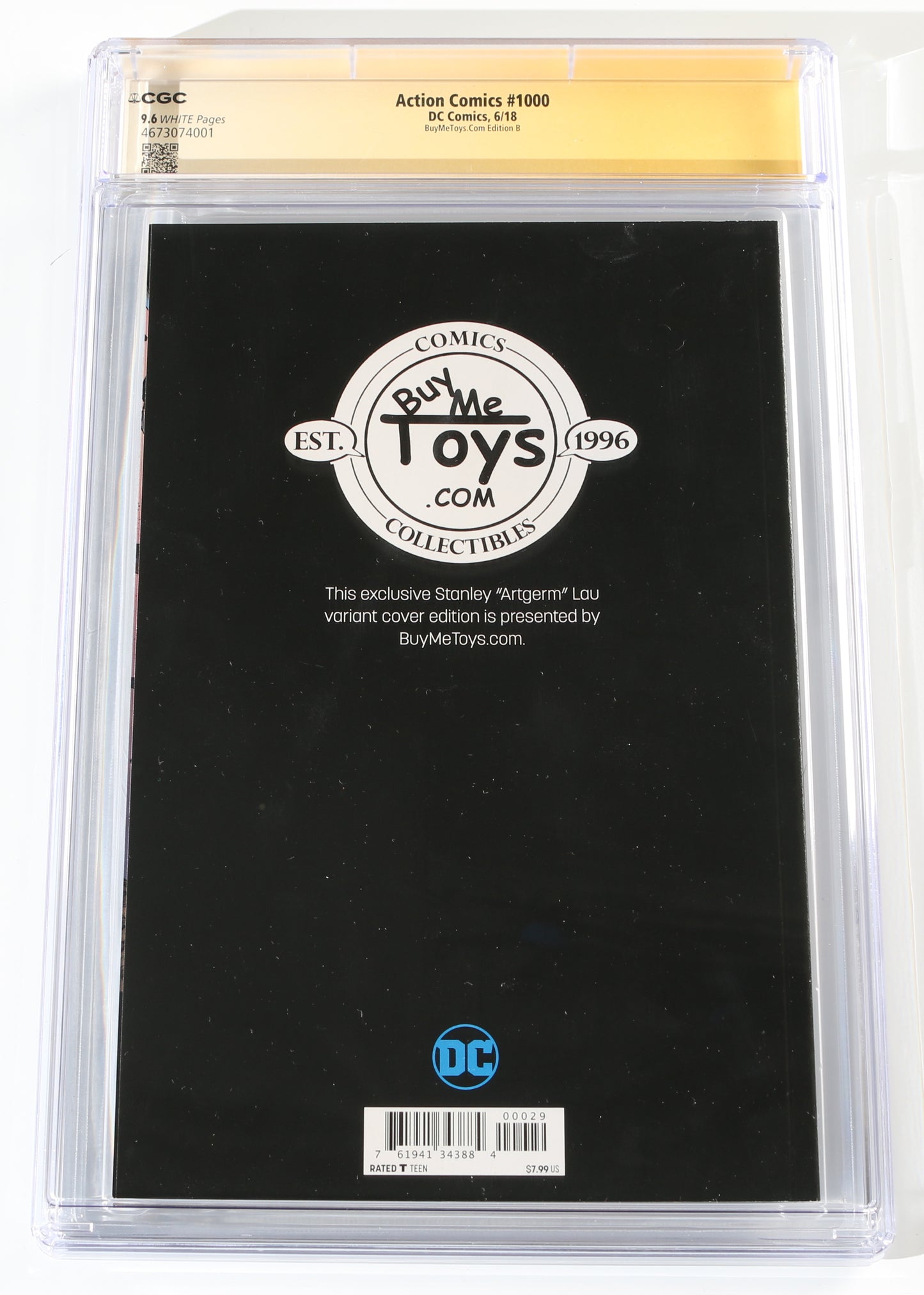 
                  
                    Action Comics #1000 BuyMeToys.com Variant B - Signed by Milly Alcock & Stanley 'Artgerm' Lau (CGC Signature Series 9.6) 2018 with Character Name
                  
                