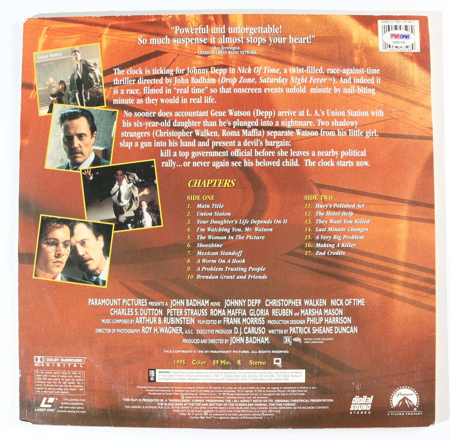 
                  
                    Johnny Depp as Gene Watson in Nick of Time (PSA) Signed 12" LaserDisc Cover
                  
                