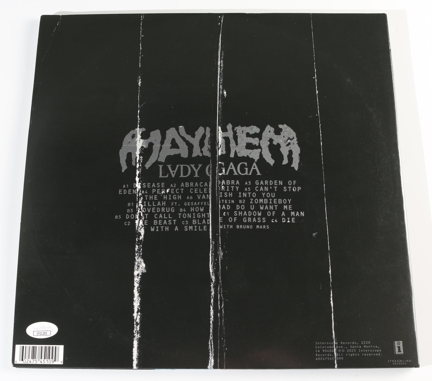 
                  
                    Lady Gaga: Mayhem (JSA) LP 12" Vinyl Record Signed by Lady Gaga
                  
                