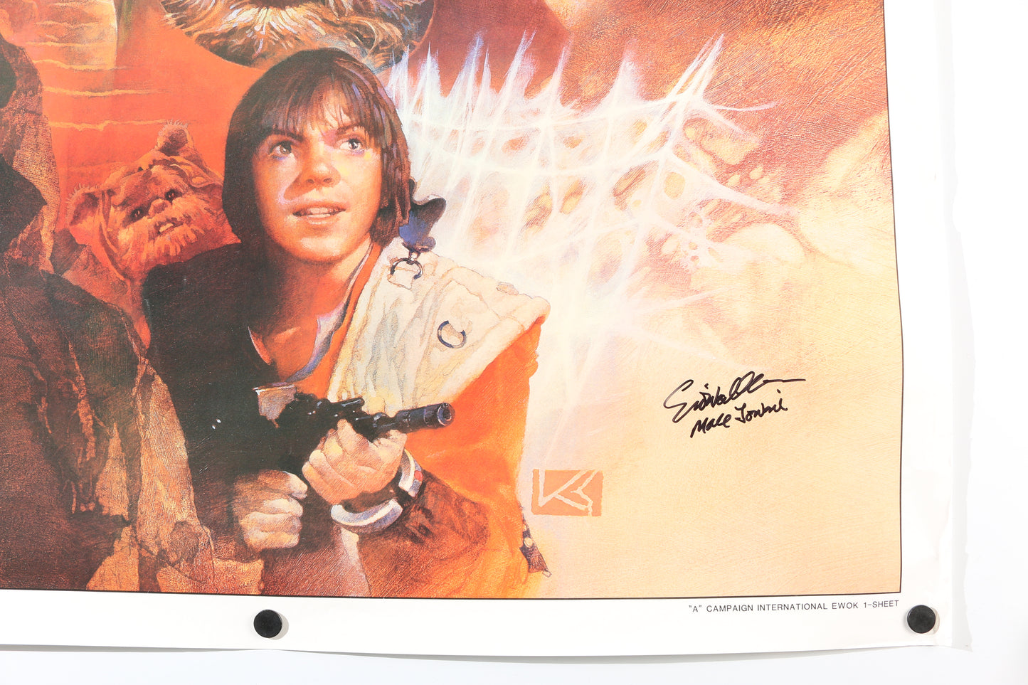 
                  
                    Eric Walker as Mace Towani & Warwick Davis as Wicket in Star Wars Caravan of Courage: An Ewok Adventure Signed 27x41 Poster with Character Names
                  
                