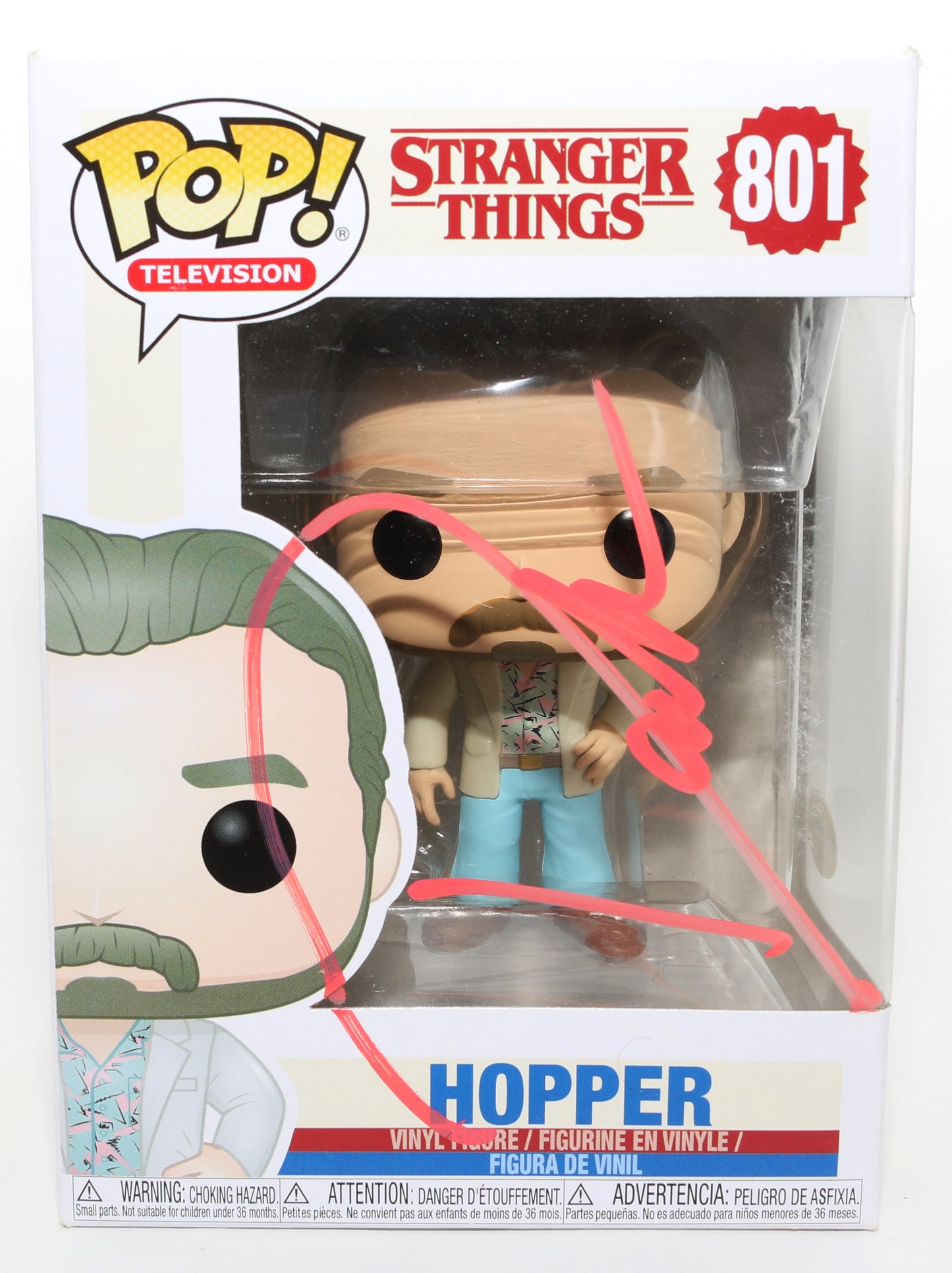 
                  
                    David Harbour as Hopper in Stranger Things (ACOA) Signed Funko POP! #801
                  
                