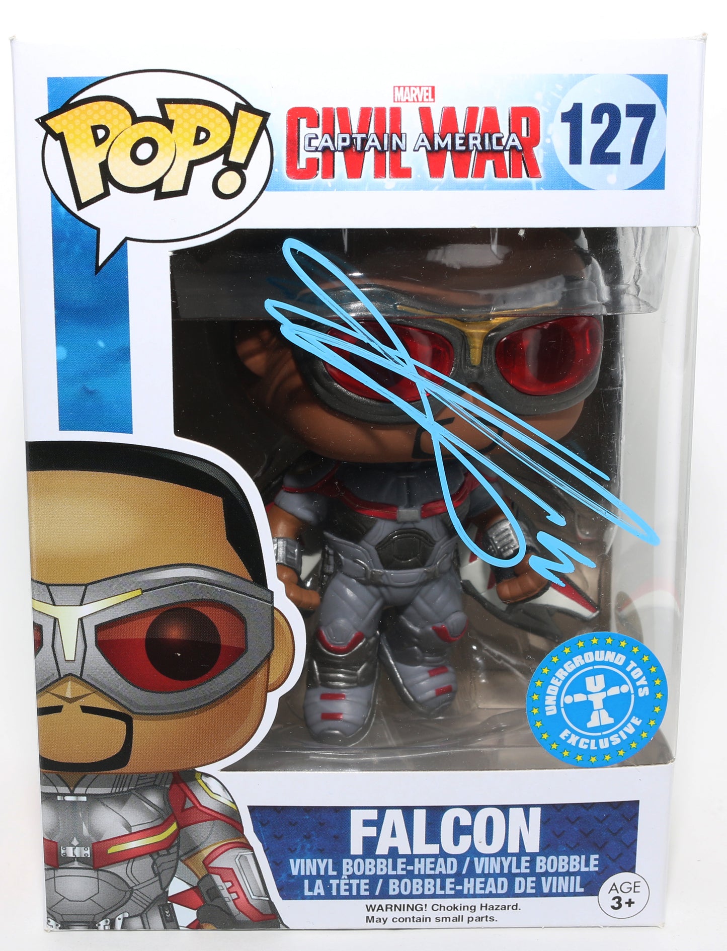 
                  
                    Anthony Mackie as Falcon in Captain America: Civil War Underground Toys Exclusive (ACOA) Signed Funko POP! #127
                  
                