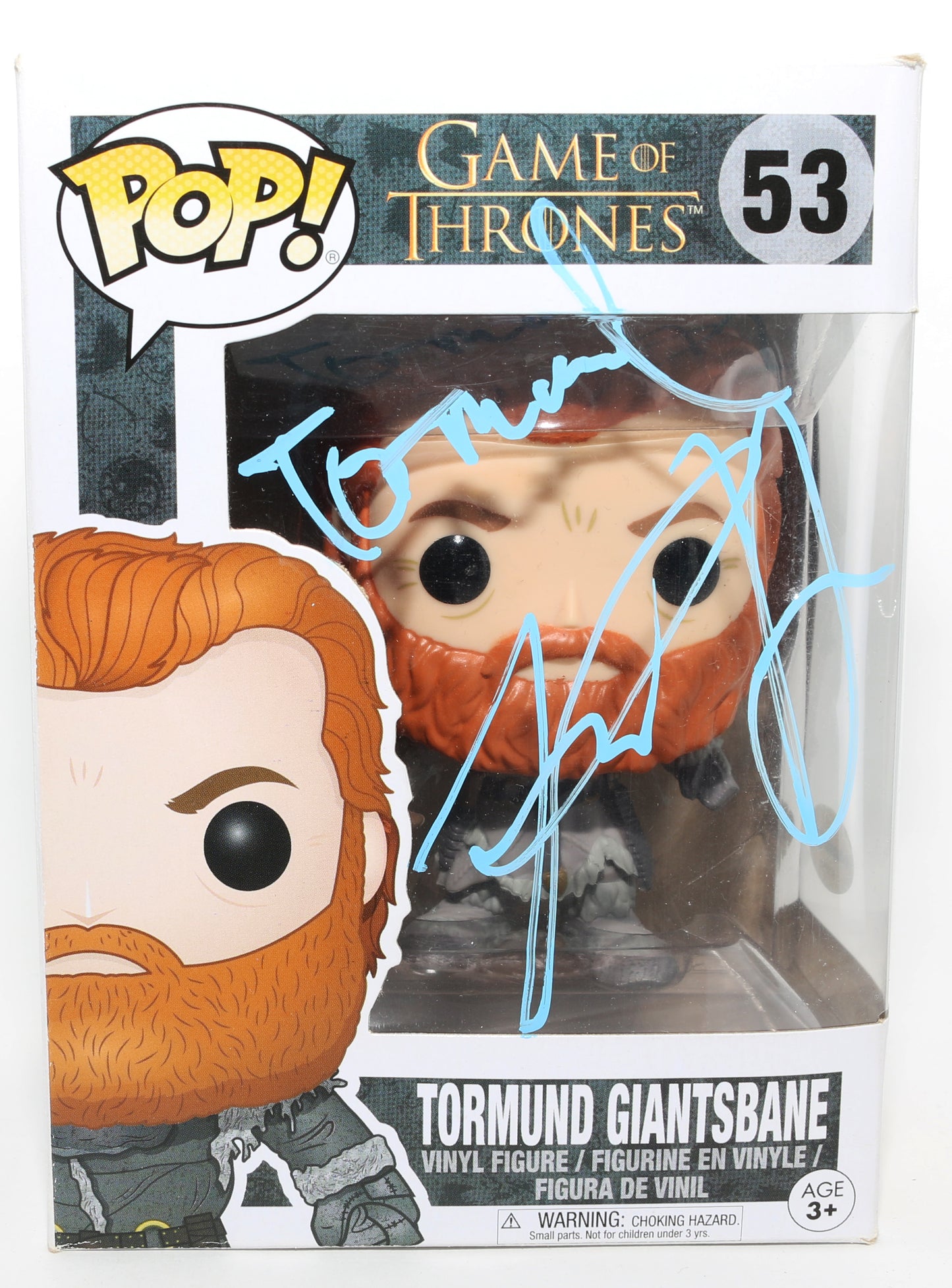 
                  
                    Kristofer Hivju as Tormund Giantsbane in Game of Thrones (ACOA) Signed Funko POP! #53 with Character Name
                  
                