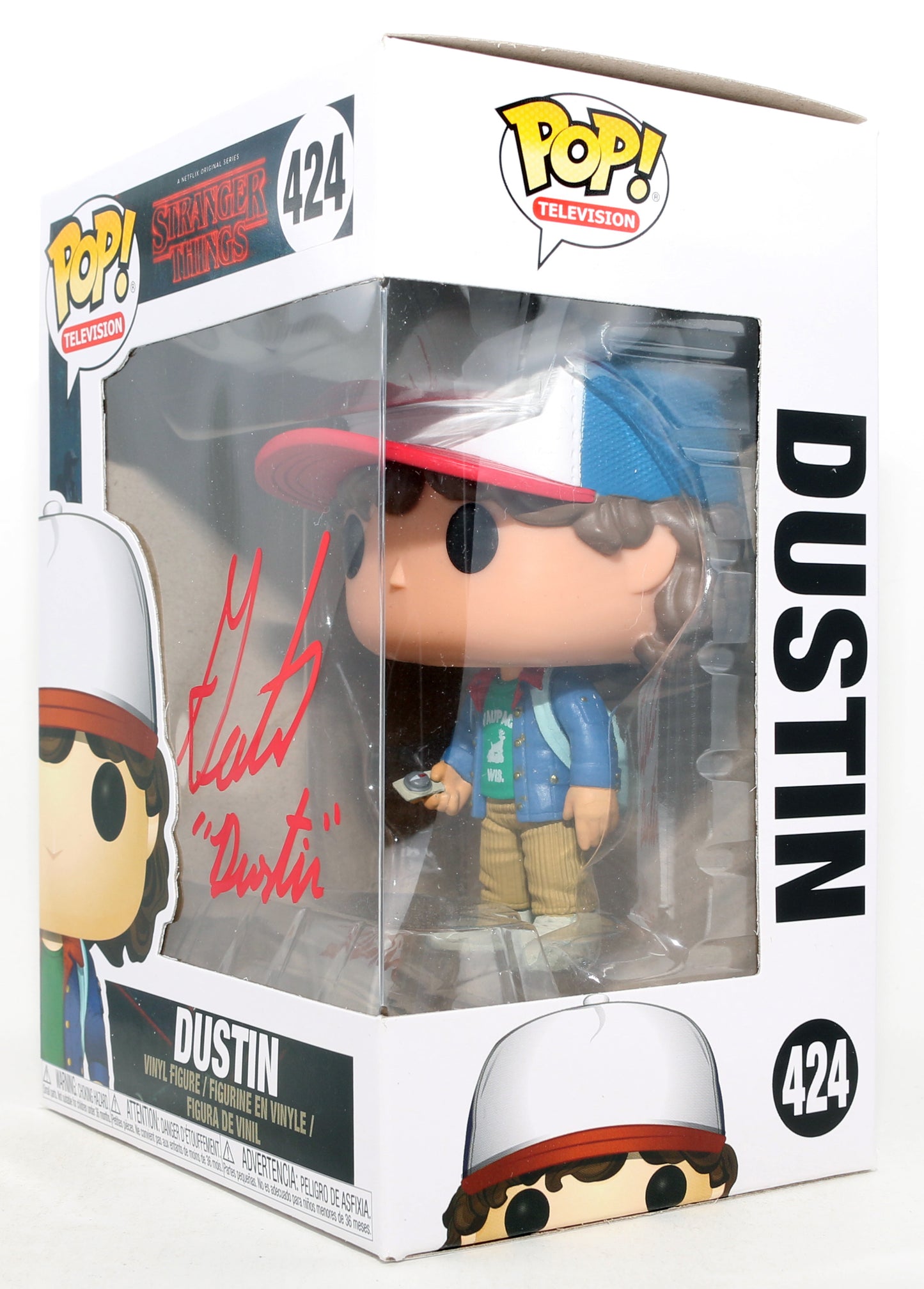 
                  
                    Gaten Matarazzo as Dustin Henderson in Stranger Things Signed Funko POP! #424 with Character Name
                  
                