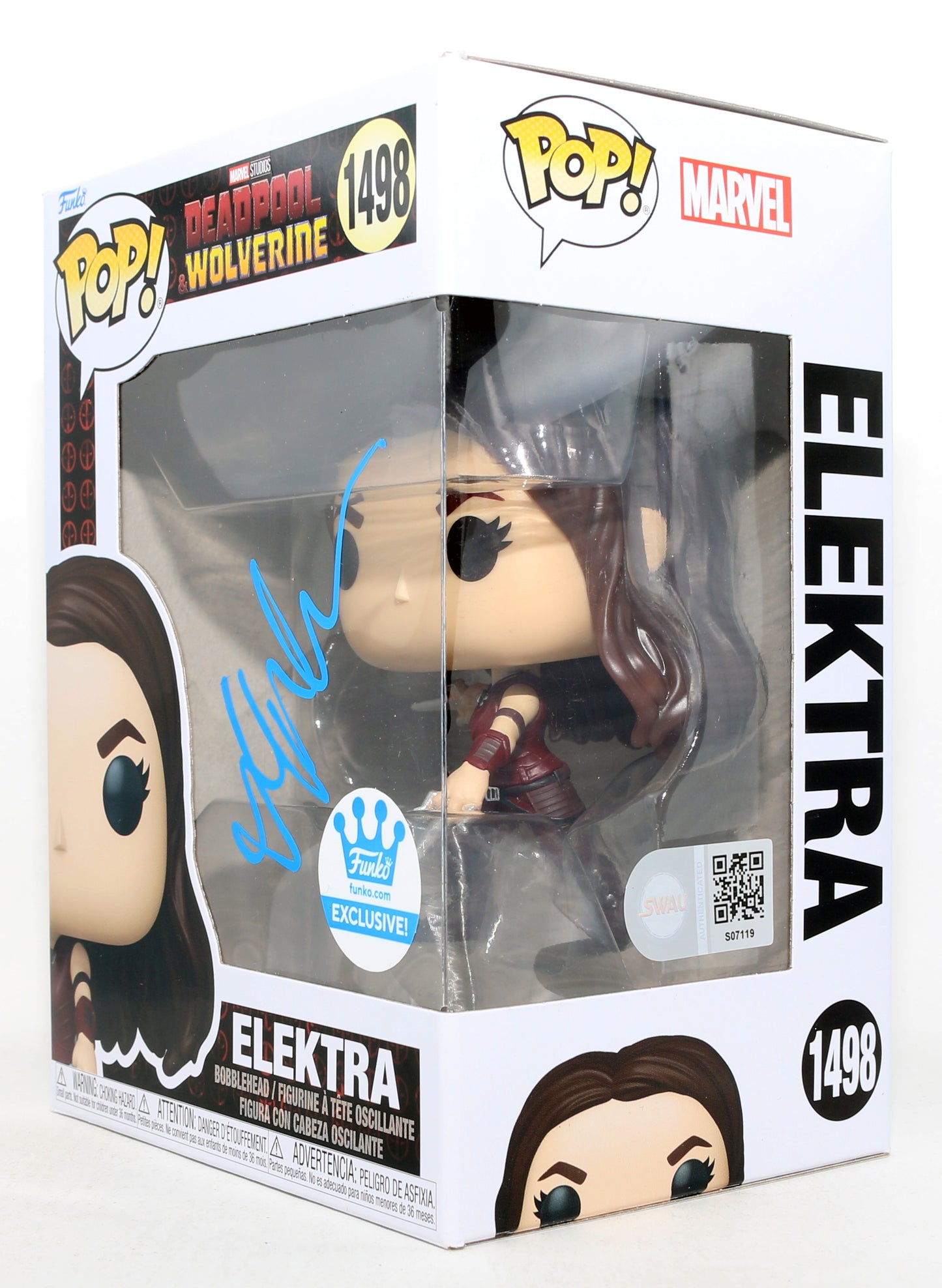 
                  
                    Jennifer Garner as Elektra Natchios in Deadpool & Wolverine Funko Store Exclusive (SWAU) Signed Funko POP! #1498
                  
                