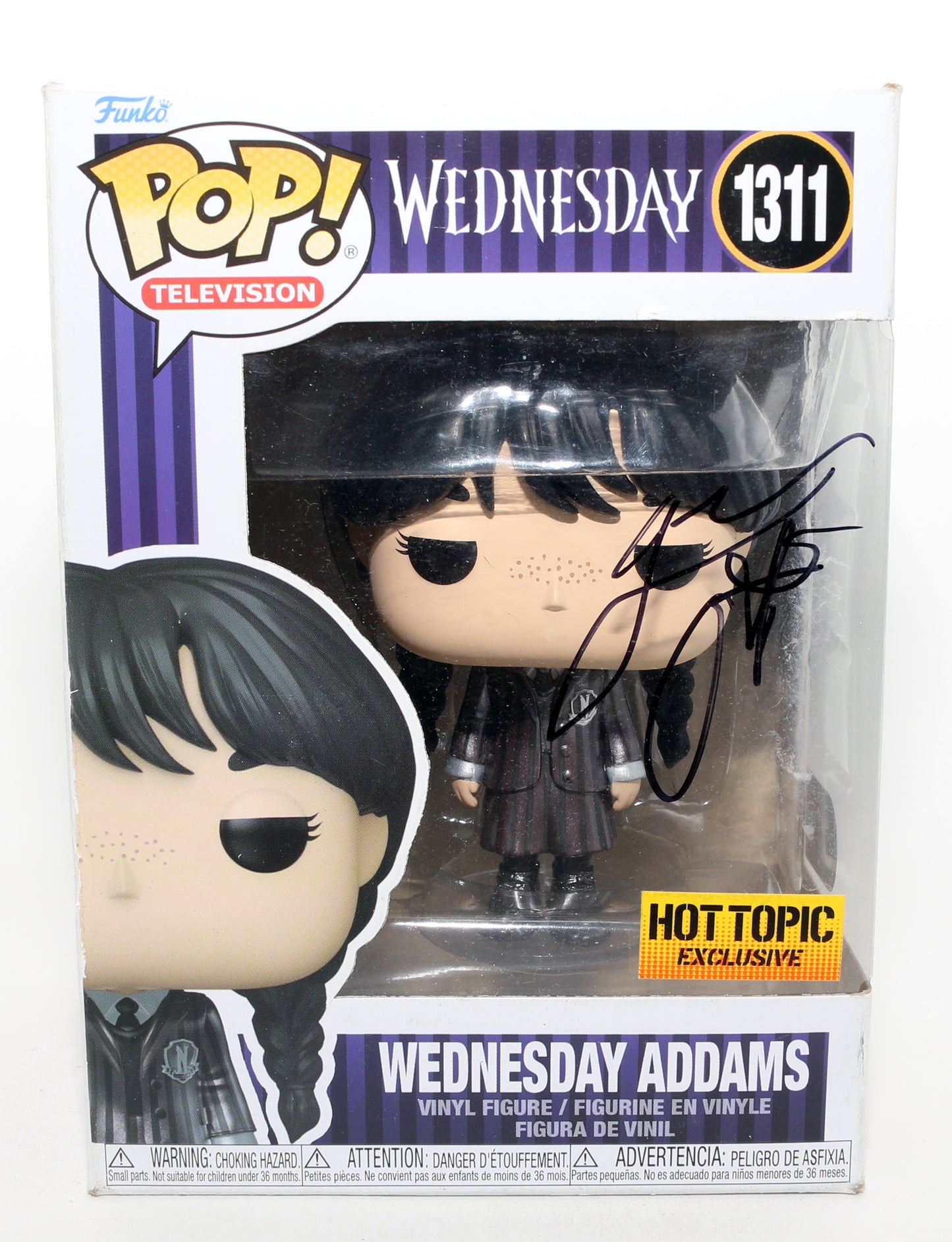 
                  
                    Jenna Ortega as Wednesday Addams in Wednesday Hot Topic Exclusive (SWAU) Signed Funko POP! #1311
                  
                