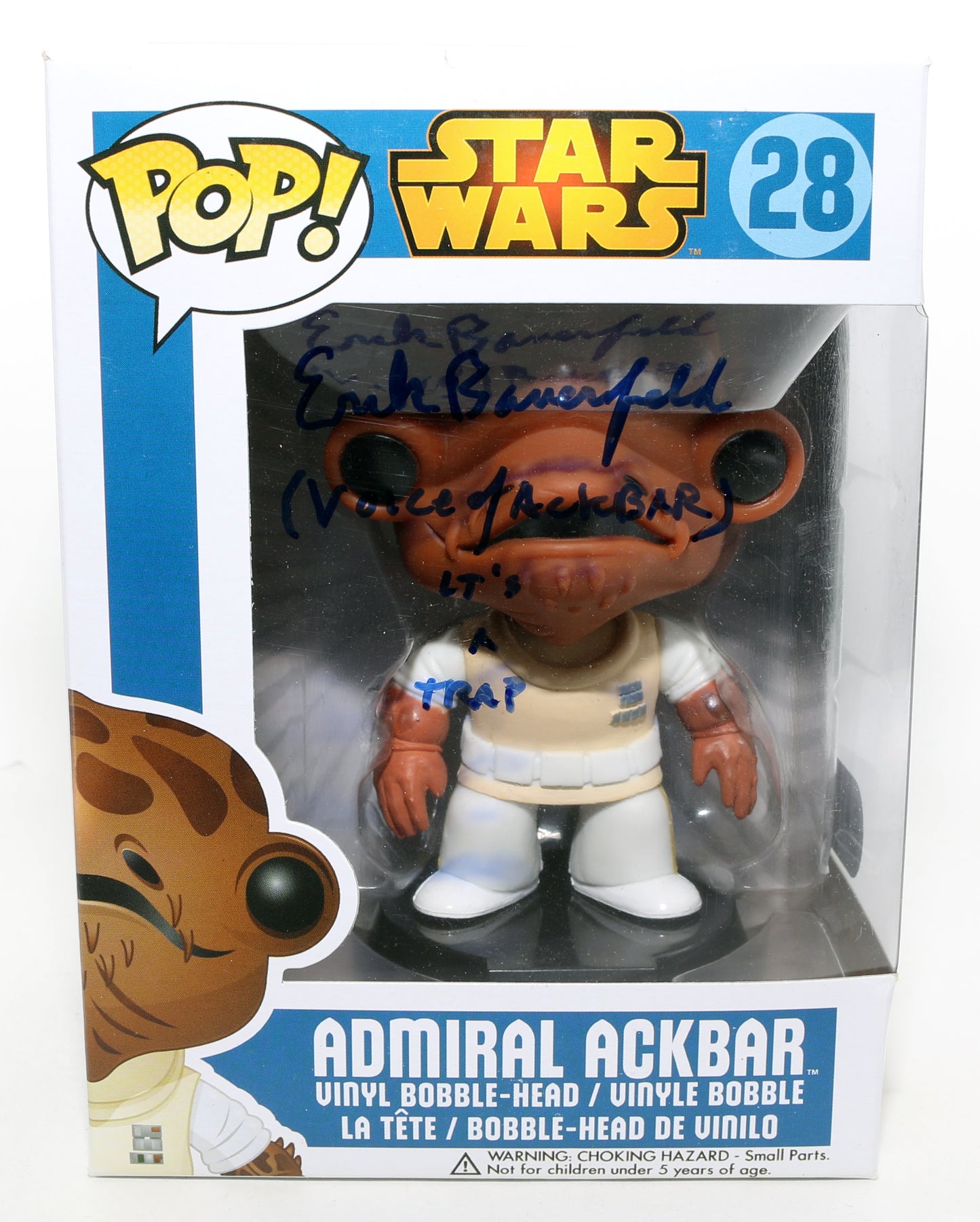 
                  
                    Erik Bauersfeld as the Voice of Admiral Ackbar in Star Wars: Return of the Jedi (SWAU / Coolwaters) Signed Funko POP! #81 with Character Name & Quote
                  
                