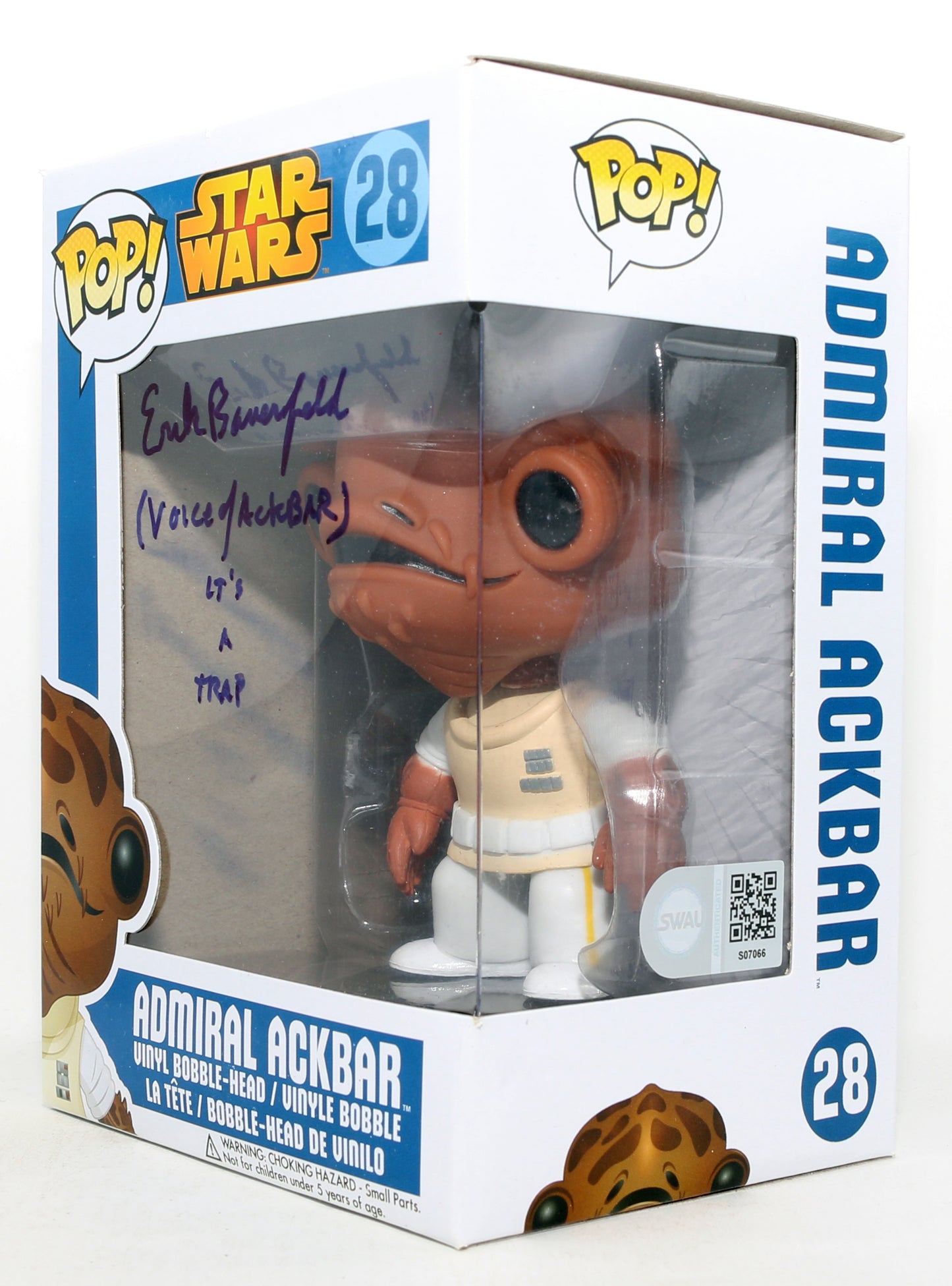 
                  
                    Erik Bauersfeld as the Voice of Admiral Ackbar in Star Wars: Return of the Jedi (SWAU / Coolwaters) Signed Funko POP! #81 with Character Name & Quote
                  
                
