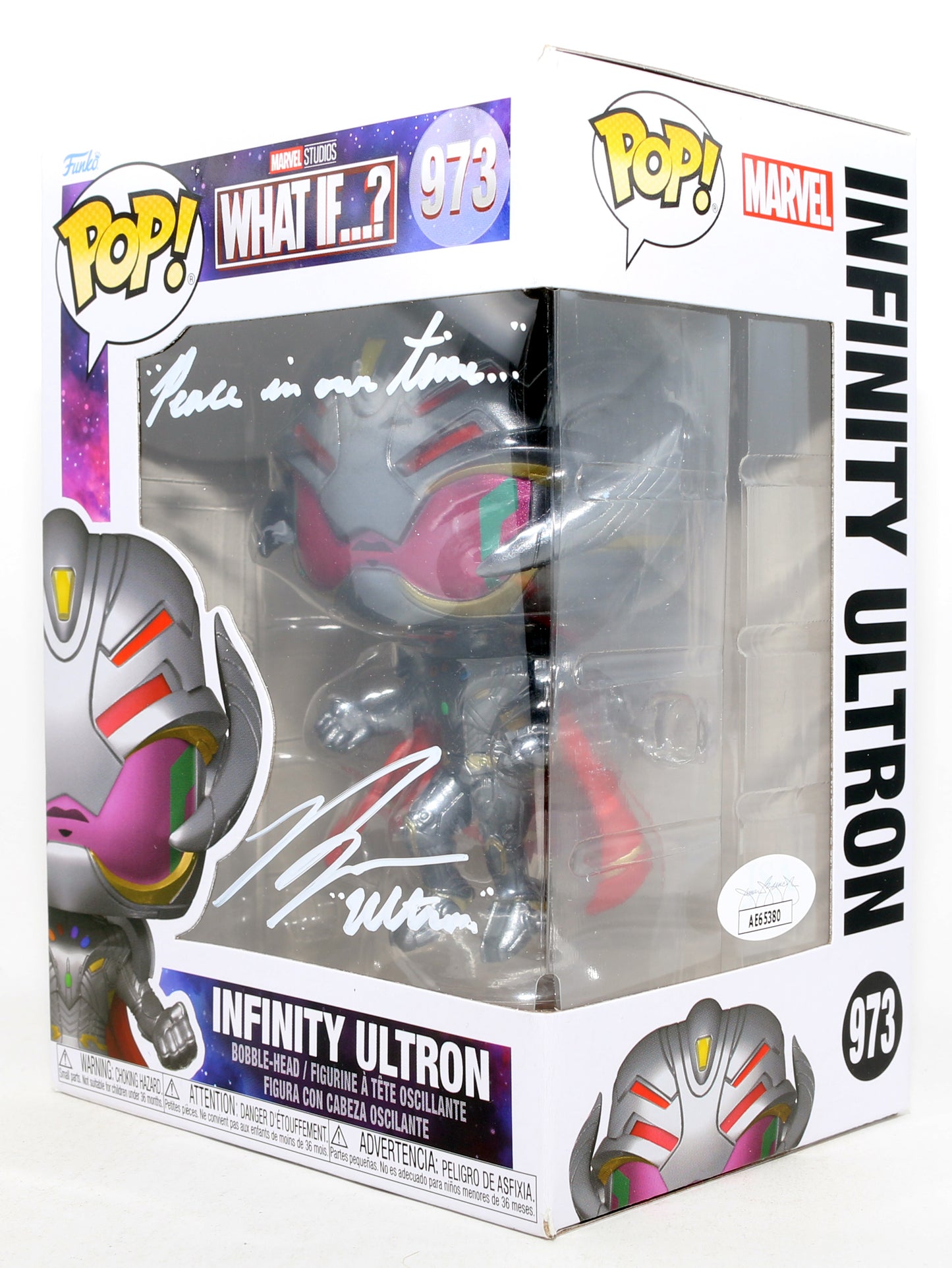 
                  
                    Ross Marquand as Infinity Ultron in What If...? (JSA) Signed Funko POP! #973 with Character Name & Quote
                  
                
