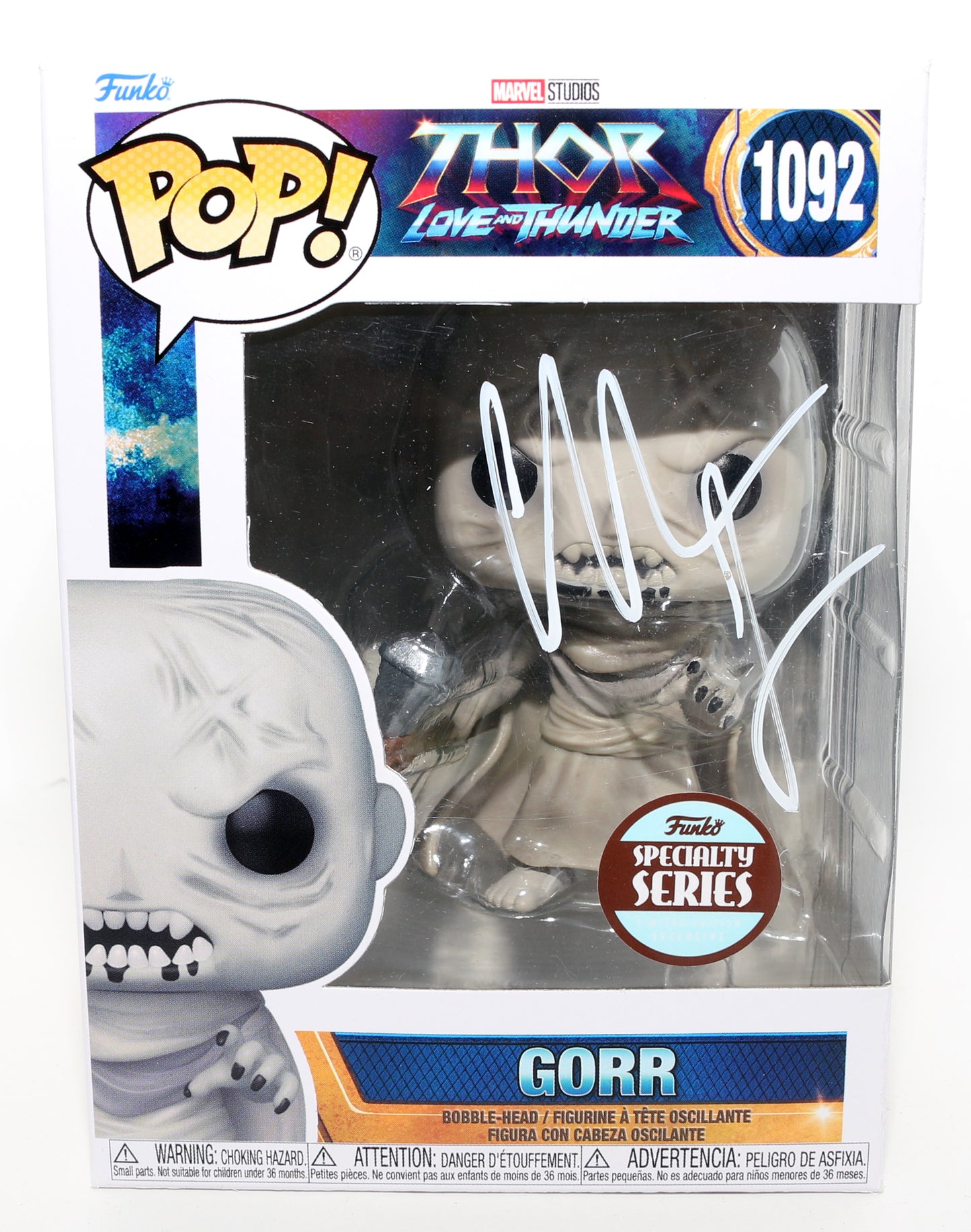 
                  
                    Christian Bale as Gorr the God Butcher in Thor: Love & Thunder Specialty Series (JSA) Signed Funko POP! #1092
                  
                