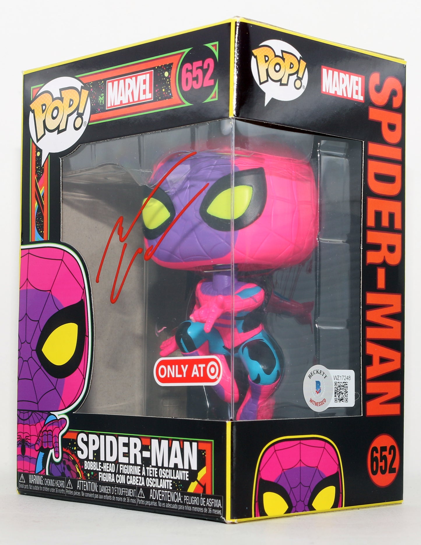 
                  
                    Andrew Garfield as Spider-Man in The Amazing Spider-Man Marvel Blacklight Target Exclusive (Beckett) Signed Funko POP! #652
                  
                
