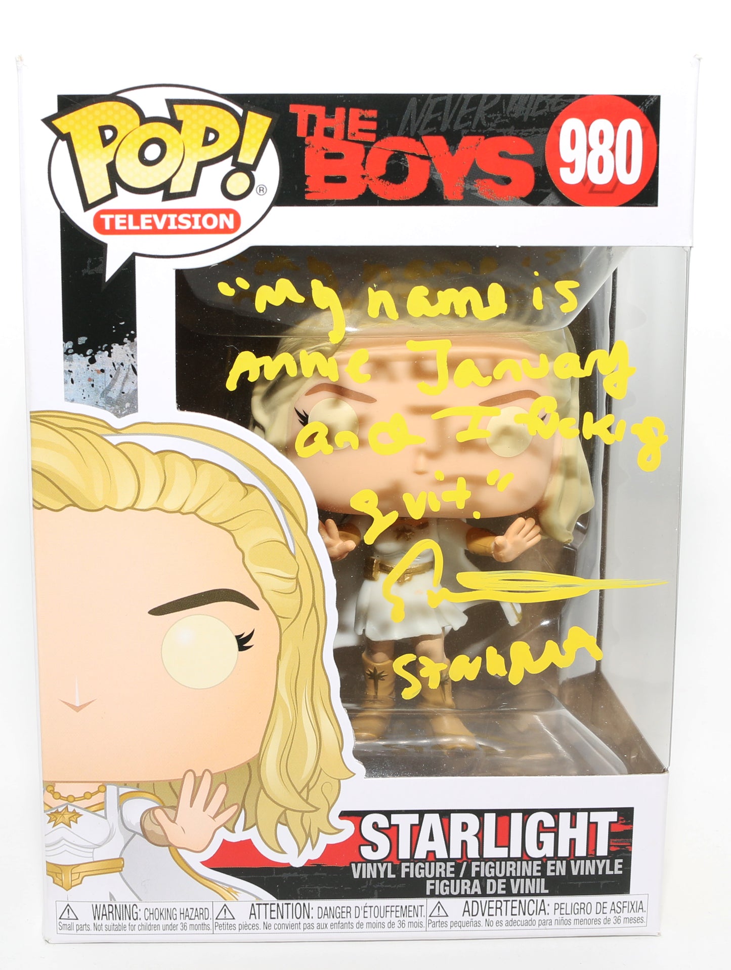 
                  
                    Erin Moriarty as Starlight in The Boys Signed Funko POP! #980 with Character Name & Quote
                  
                