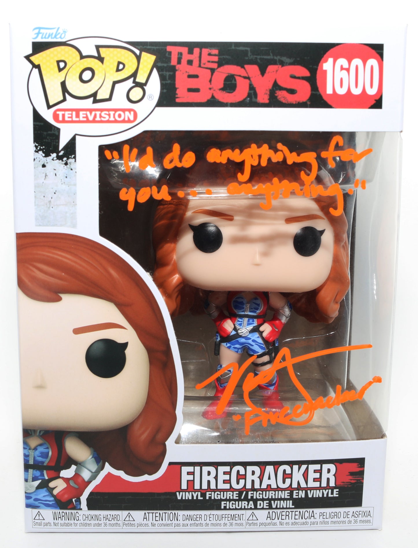 
                  
                    Valorie Curry as Firecracker in The Boys Signed Funko POP! #1600 with Character Name & Quote
                  
                