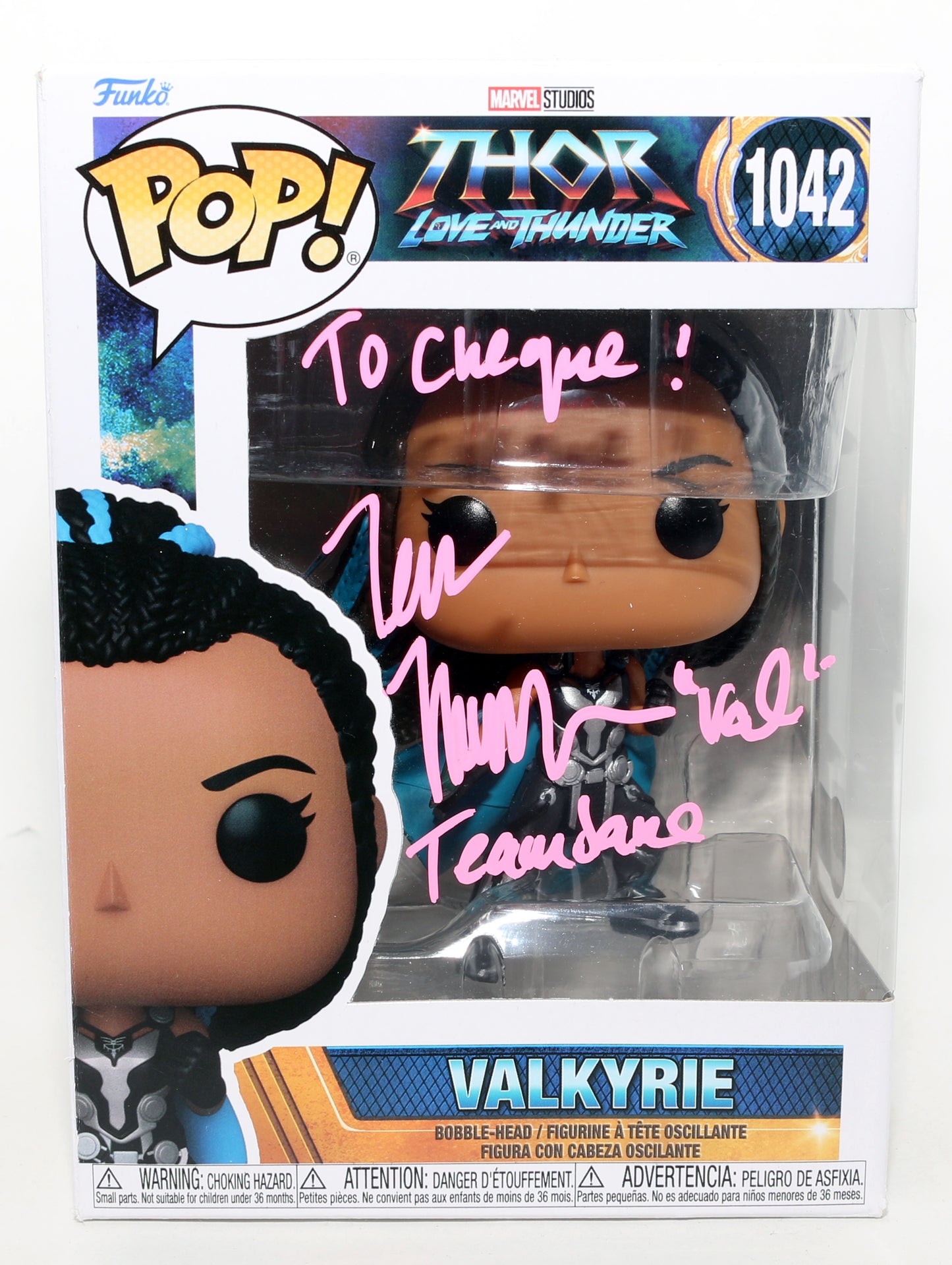 
                  
                    Tessa Thompson as Valkyrie in Thor: Love & Thunder (Beckett) Signed Funko POP! #1042 with Character Name
                  
                
