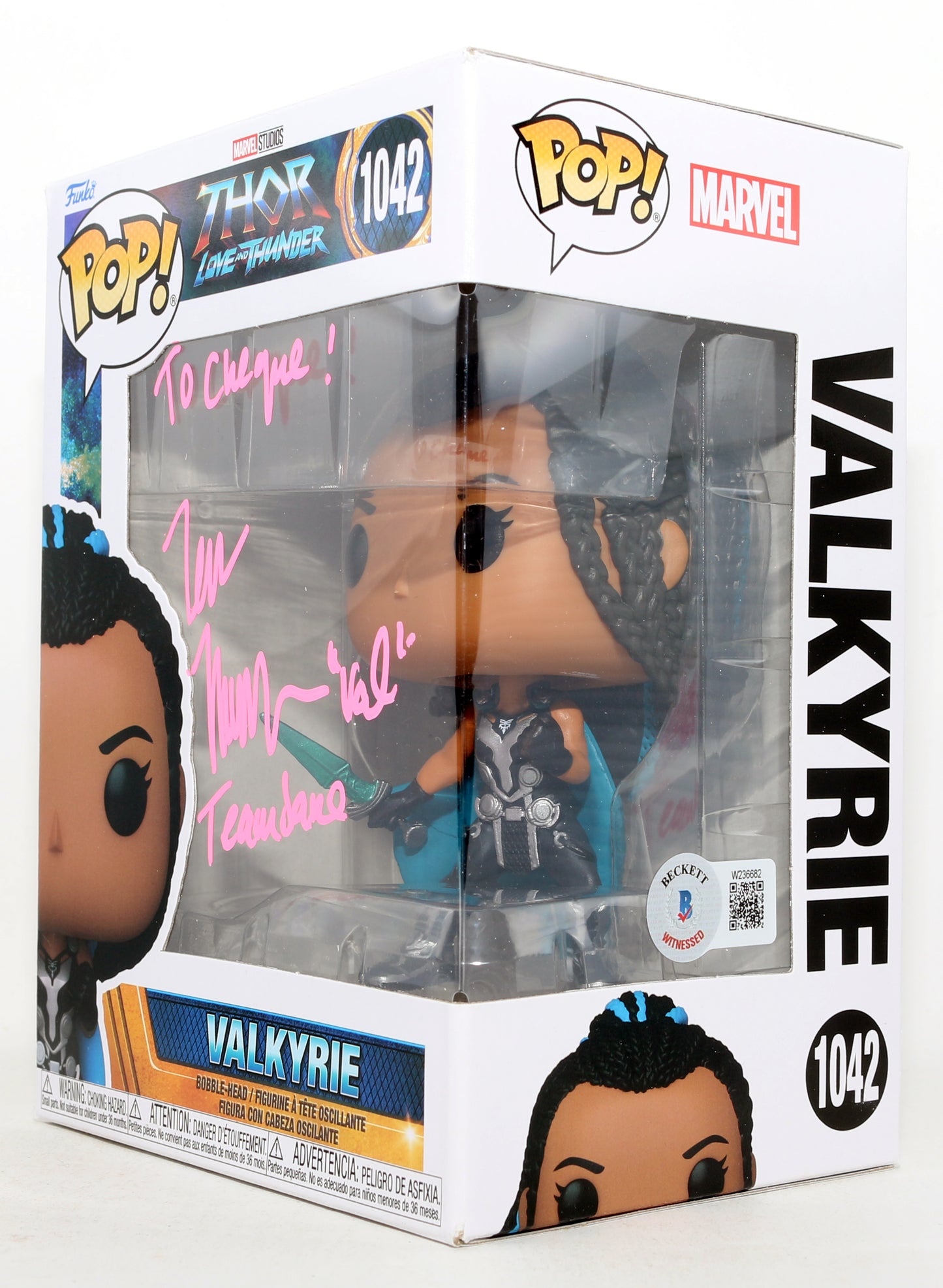 
                  
                    Tessa Thompson as Valkyrie in Thor: Love & Thunder (Beckett) Signed Funko POP! #1042 with Character Name
                  
                