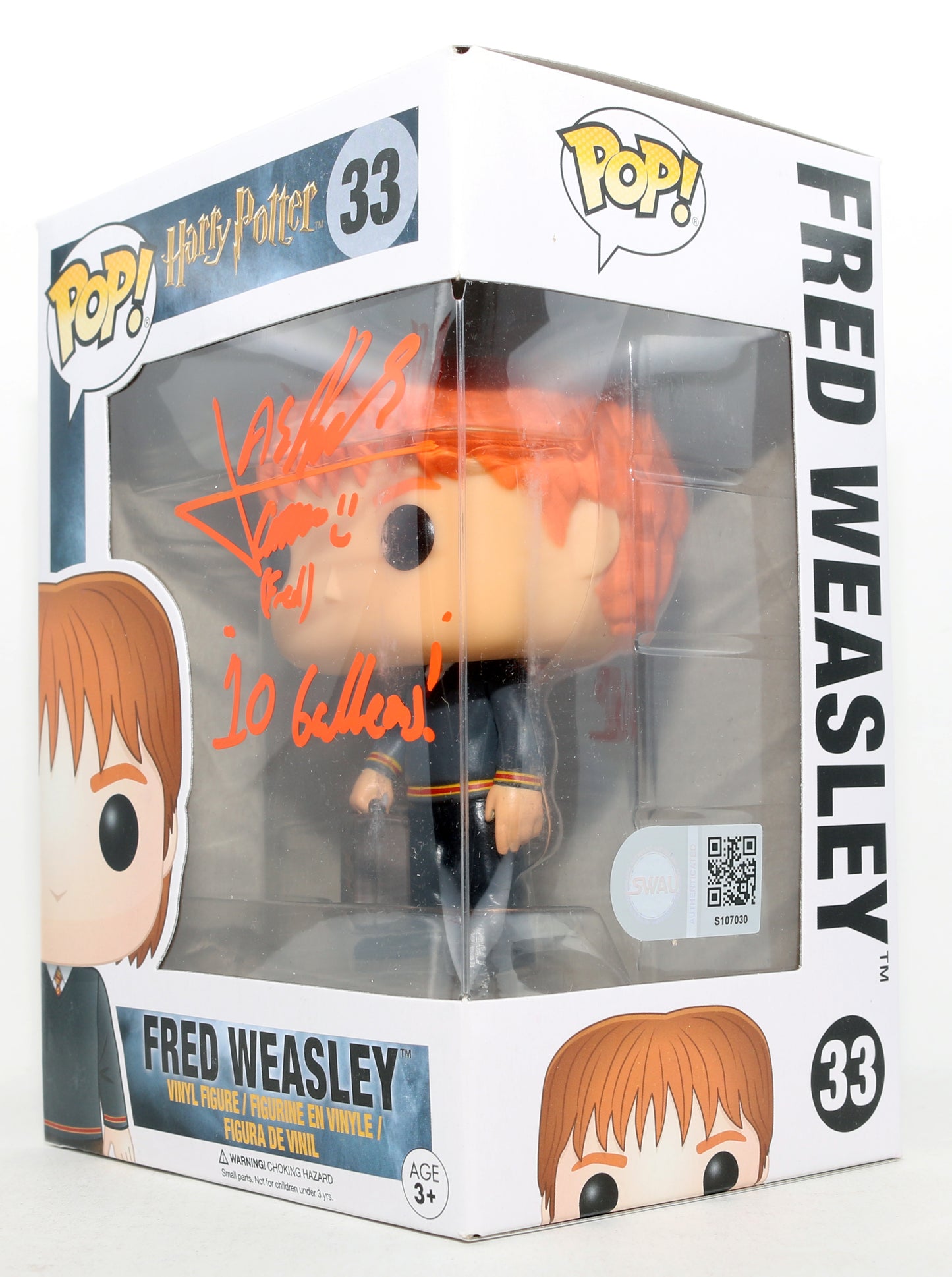 
                  
                    James Phelps as Fred Weasley in Harry Potter (SWAU) Signed Funko POP! #33 with Character Name & Quote
                  
                