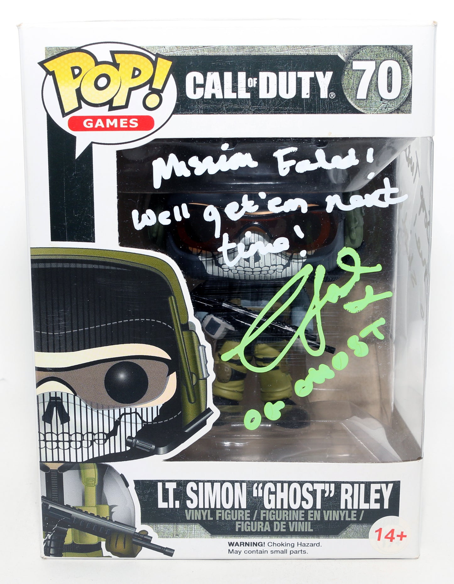 
                  
                    Craig Fairbrass as Lieutenant Simon 'Ghost' Riley in Call of Duty Signed Funko POP! #70 with Character Name & Quotes
                  
                