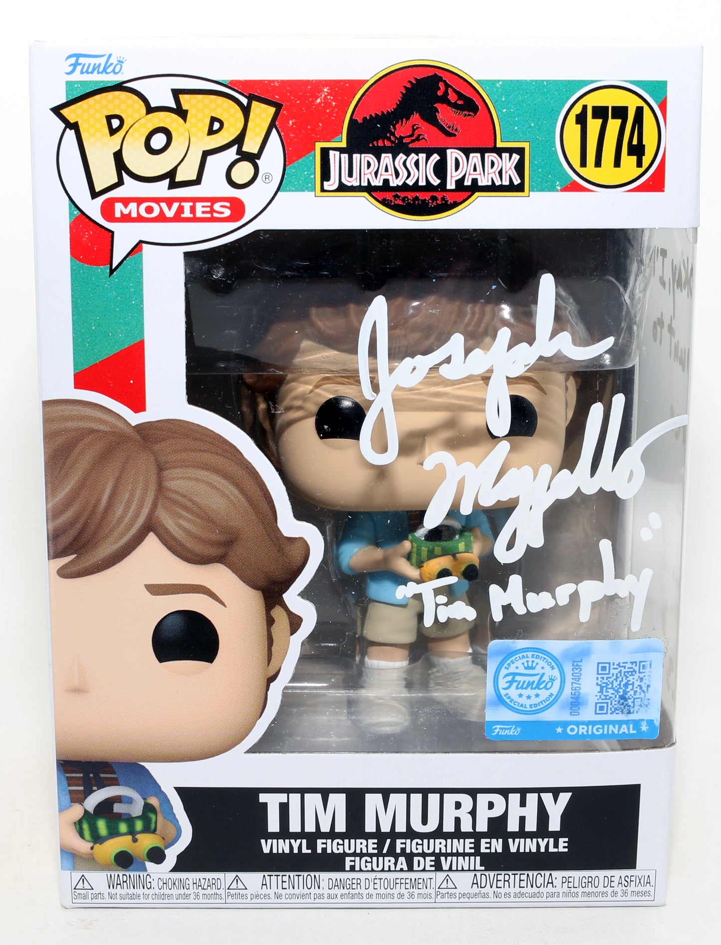 
                  
                    Joseph Mazzello as Tim Murphy in Jurassic Park Funko Store Exclusive Signed Funko POP! #1774 with Character Name & Quote
                  
                