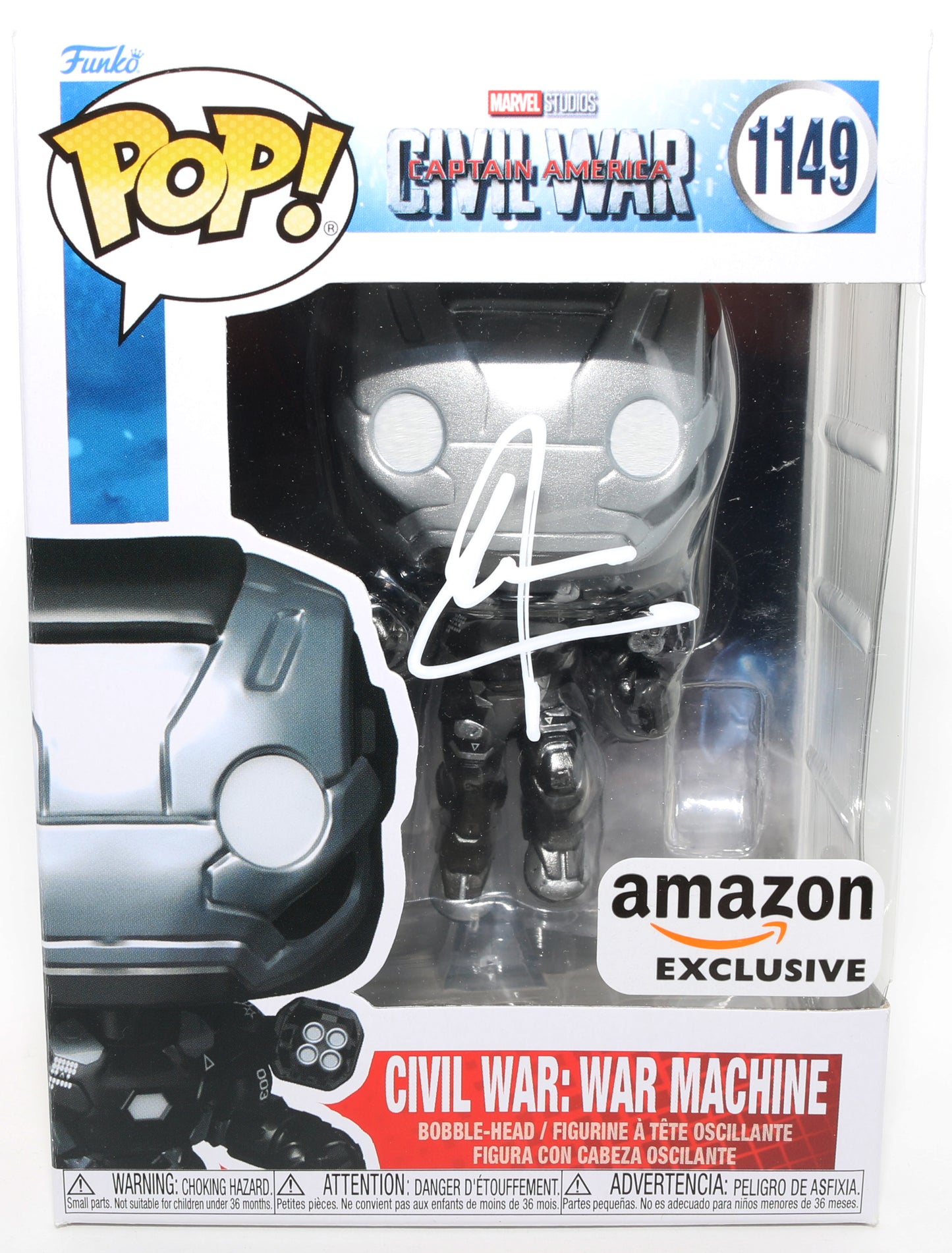 
                  
                    Don Cheadle as War Machine in Captain America: Civil War Amazon Exclusive (JSA) Signed Funko POP! #1149
                  
                