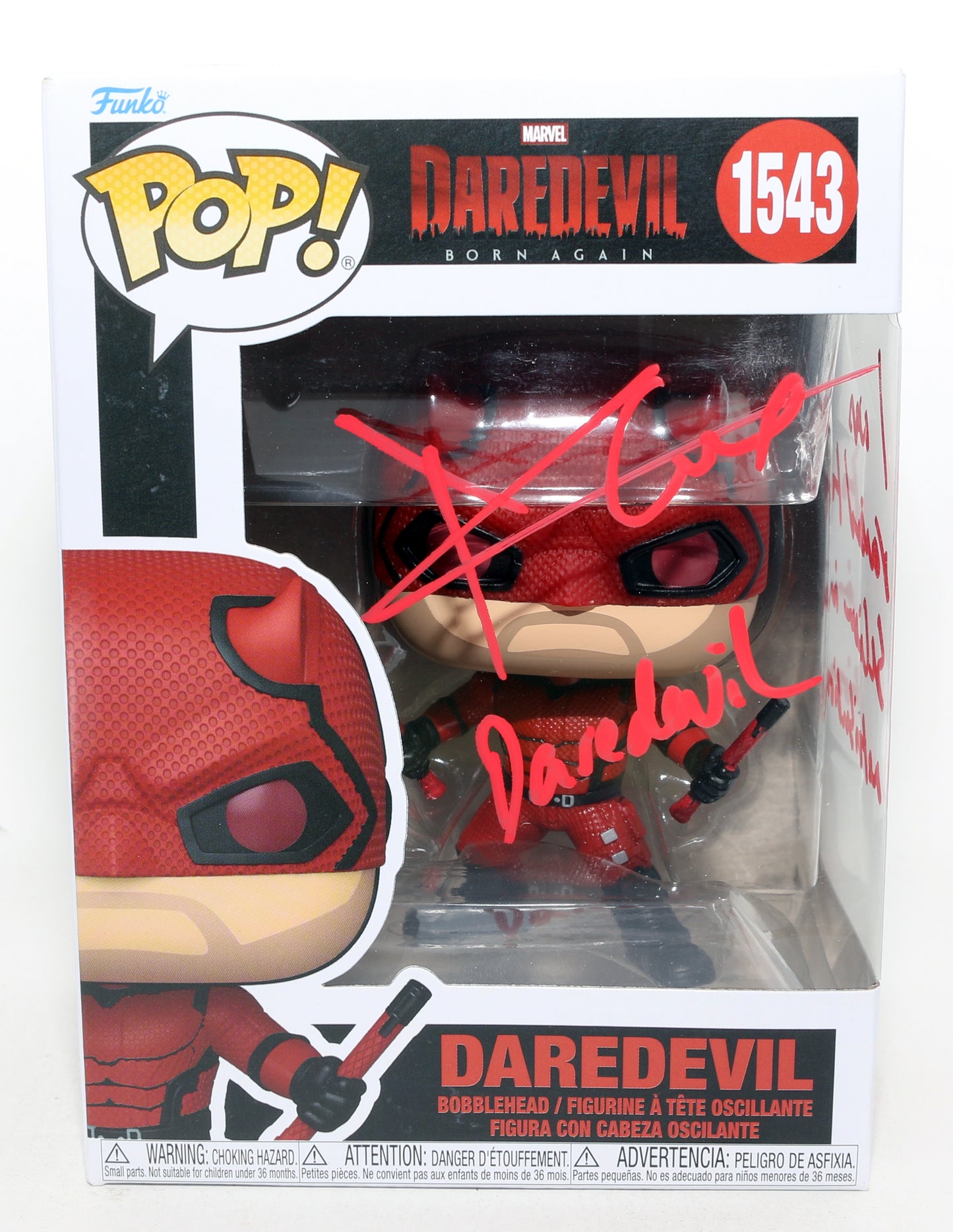 
                  
                    Charlie Cox as Daredevil in Daredevil: Born Again Signed Funko POP! #1543 with Character Name & Quote
                  
                