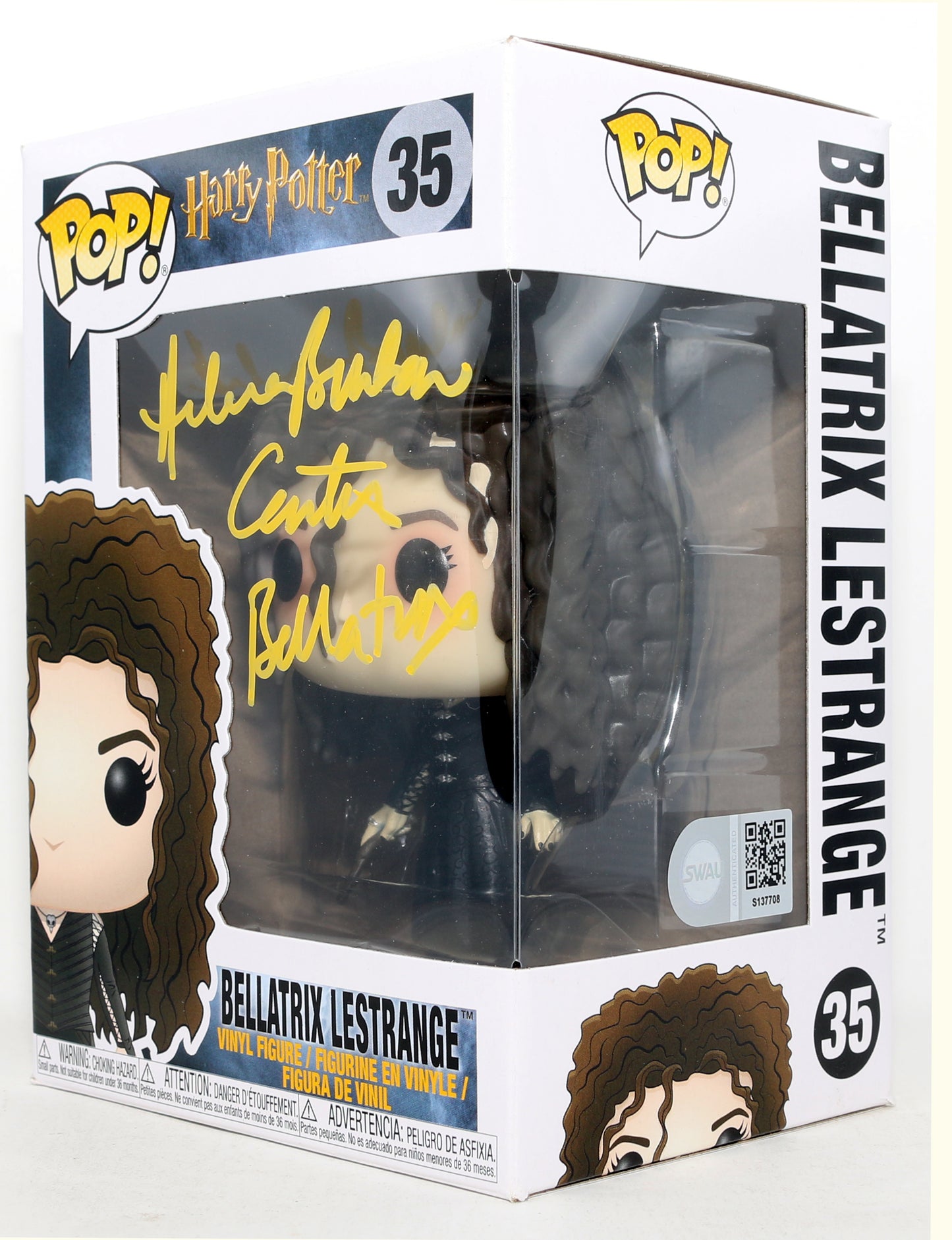 
                  
                    Helena Bonham Carter as Bellatrix LeStrange in Harry Potter (SWAU) Signed Funko POP! #35 with Character Name
                  
                