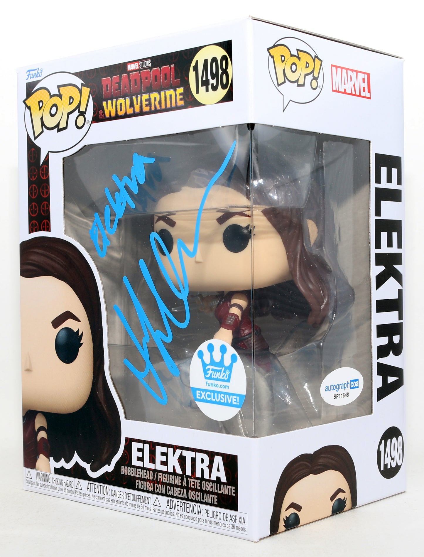 
                  
                    Jennifer Garner as Elektra Natchios in Deadpool & Wolverine Funko Store Exclusive Signed Funko POP! #1498 with Character Name
                  
                