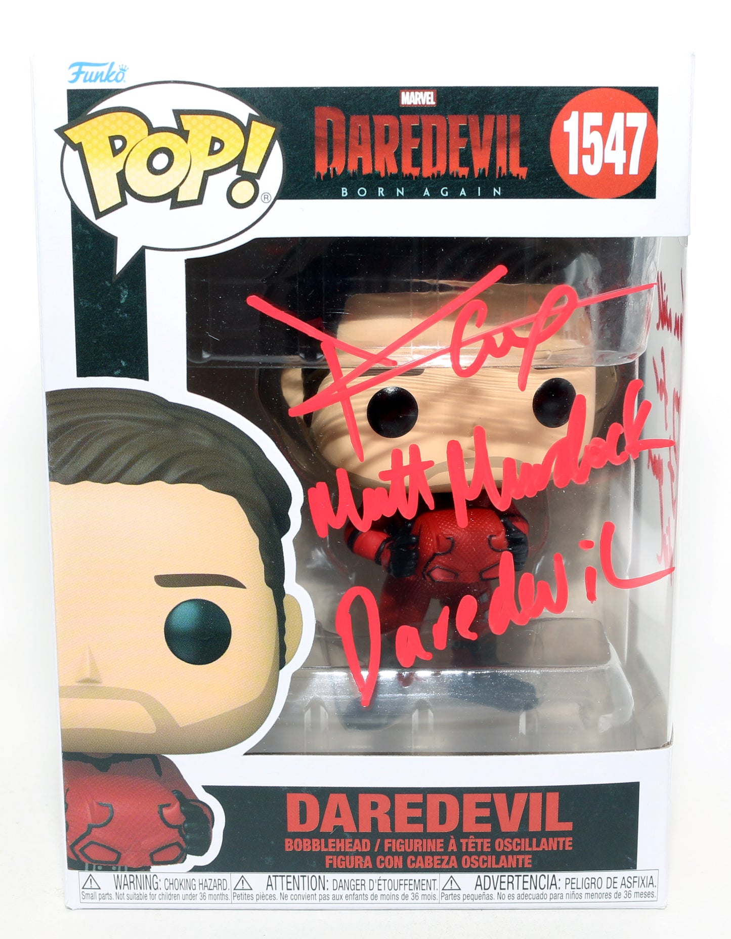 
                  
                    Charlie Cox as Daredevil in Daredevil: Born Again Signed Funko POP! #1547 with Character Name & Quote
                  
                