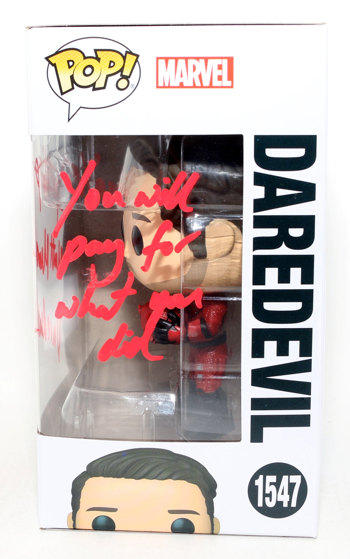 
                  
                    Charlie Cox as Daredevil in Daredevil: Born Again Signed Funko POP! #1547 with Character Name & Quote
                  
                