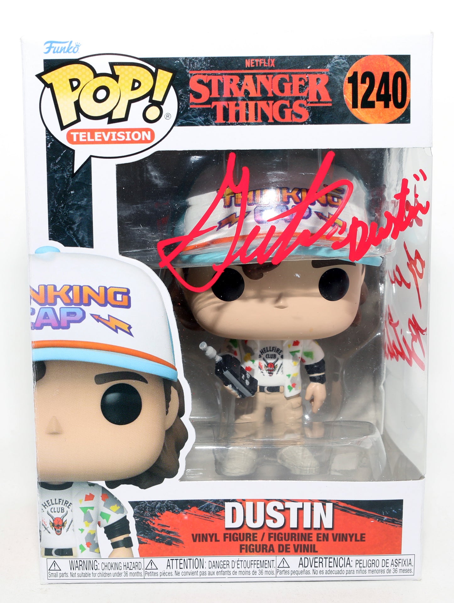 
                  
                    Gaten Matarazzo as Dustin Henderson in Stranger Things Signed Funko POP! #1240 with Character Name & Quote
                  
                