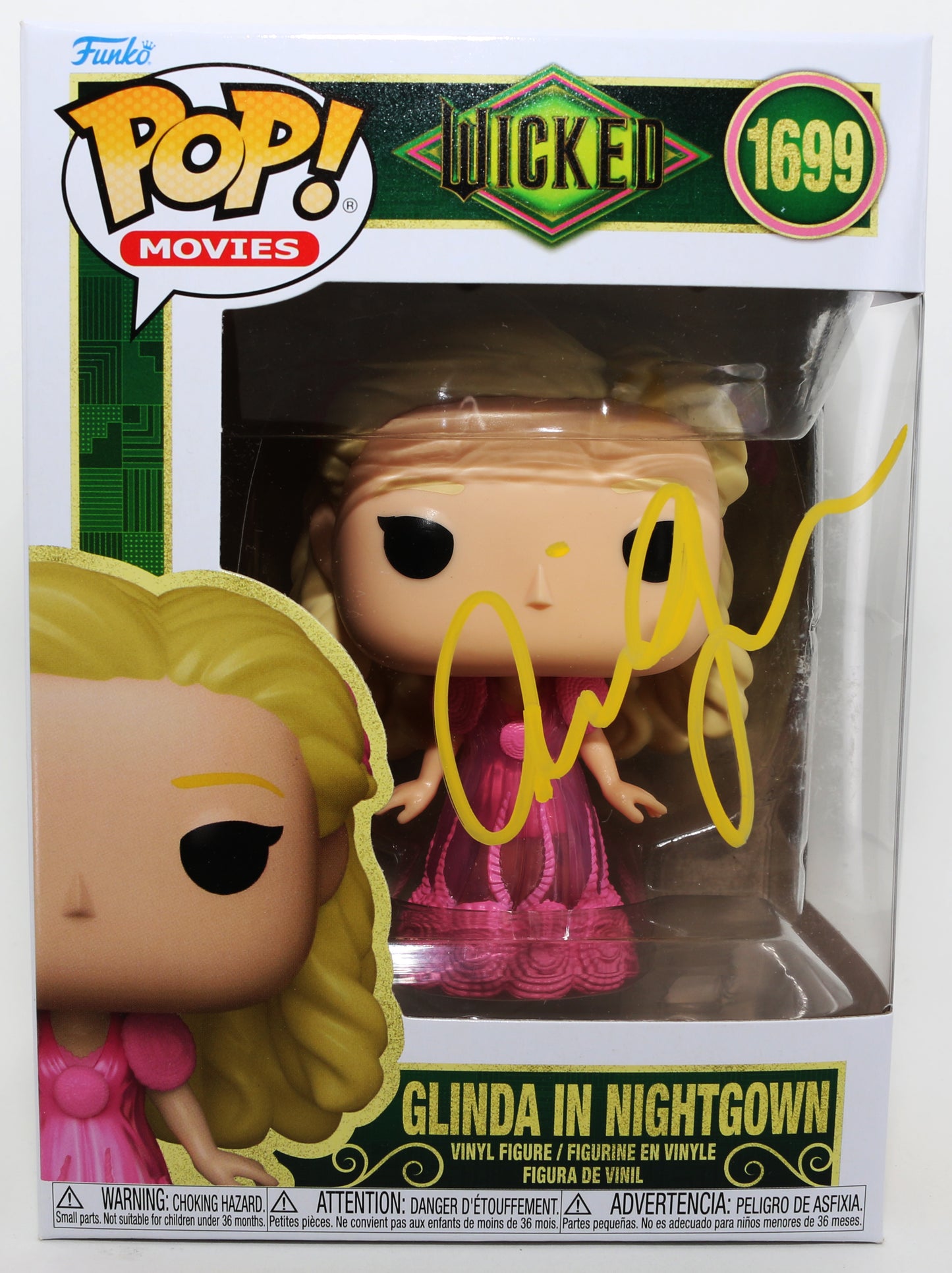 
                  
                    Ariana Grande as Glinda in Nightgown in Wicked Signed Funko POP! #1699
                  
                
