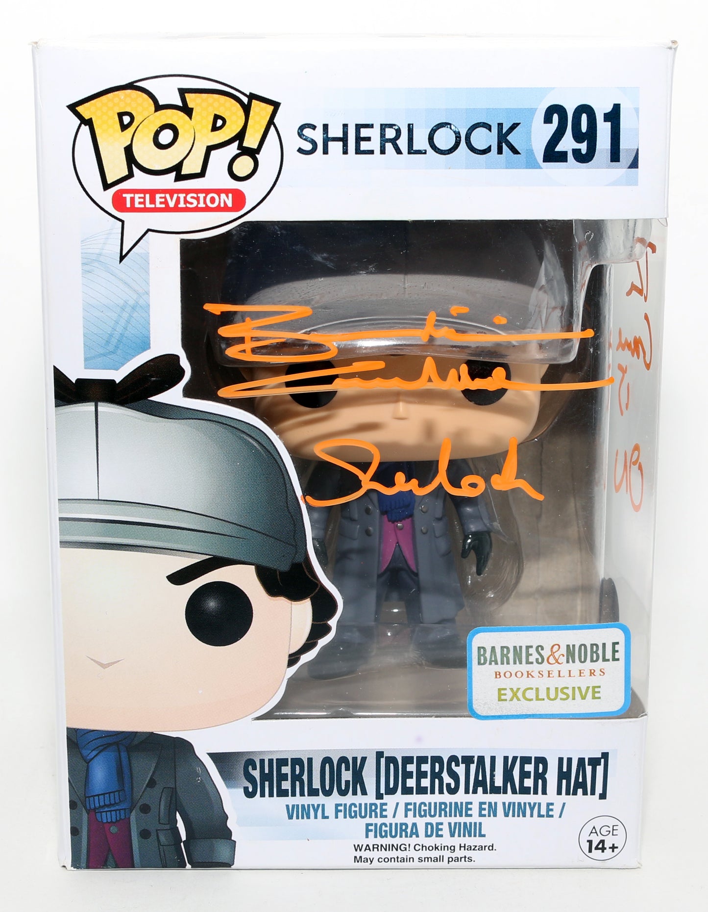 
                  
                    Benedict Cumberbatch as Sherlock Holmes in Sherlock Barnes & Noble Exclusive (Beckett) Signed Funko POP! #291 with Character Name & Quote
                  
                