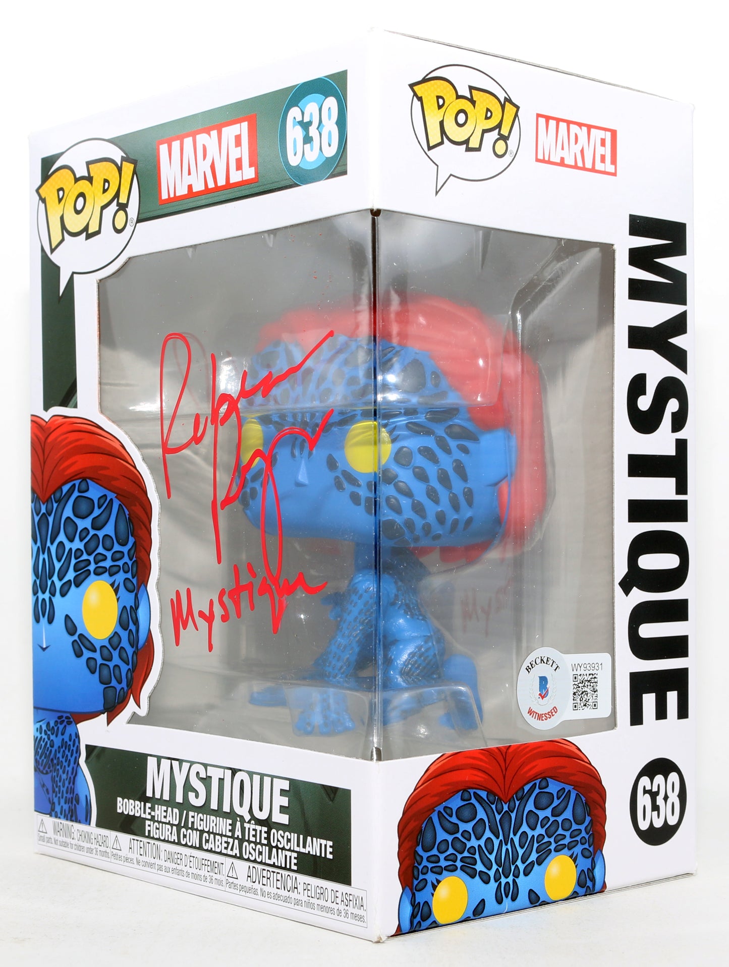 
                  
                    Rebecca Romijn as Mystique in X-Men (Beckett) Signed Funko POP! #638 with Character Name
                  
                
