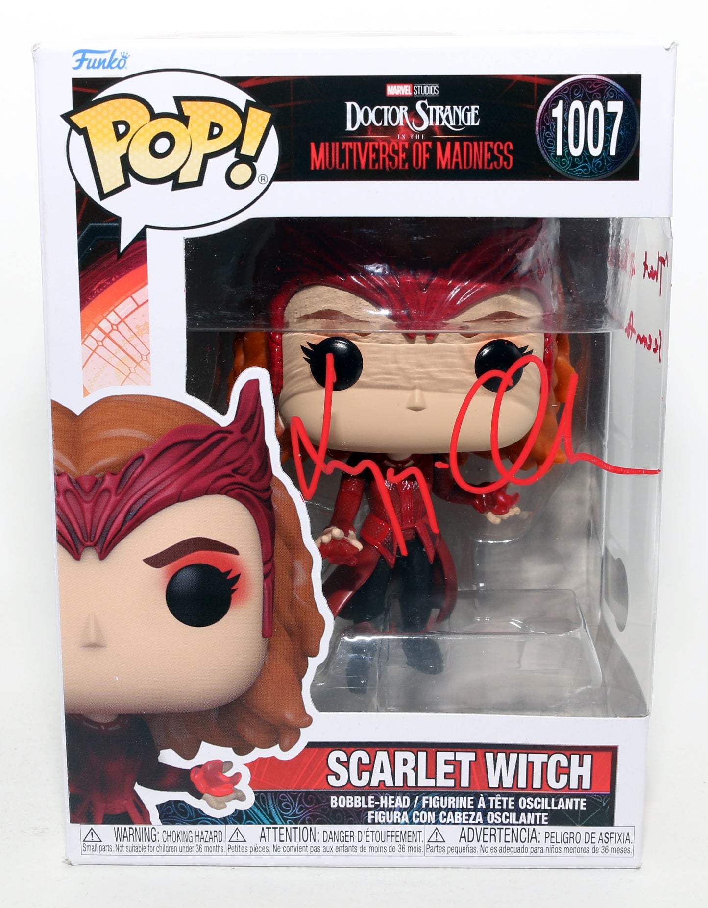 
                  
                    Elizabeth Olsen as Scarlet Witch in Doctor Strange in the Multiverse of Madness (Beckett) Signed Funko POP! #1007 with Quote
                  
                