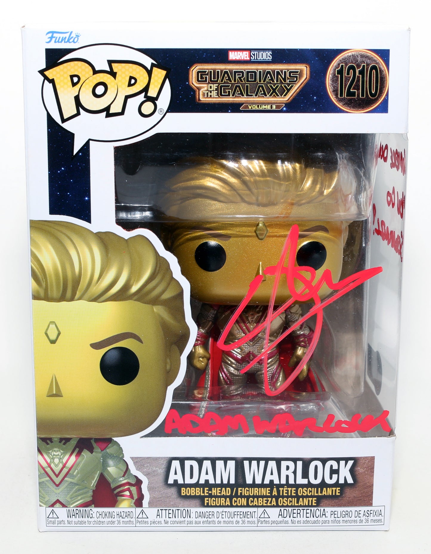 
                  
                    Will Poulter as Adam Warlock in Guardians of the Galaxy Vol. 3 (Beckett) Signed Funko POP! #1210 with Character Name & Quote
                  
                