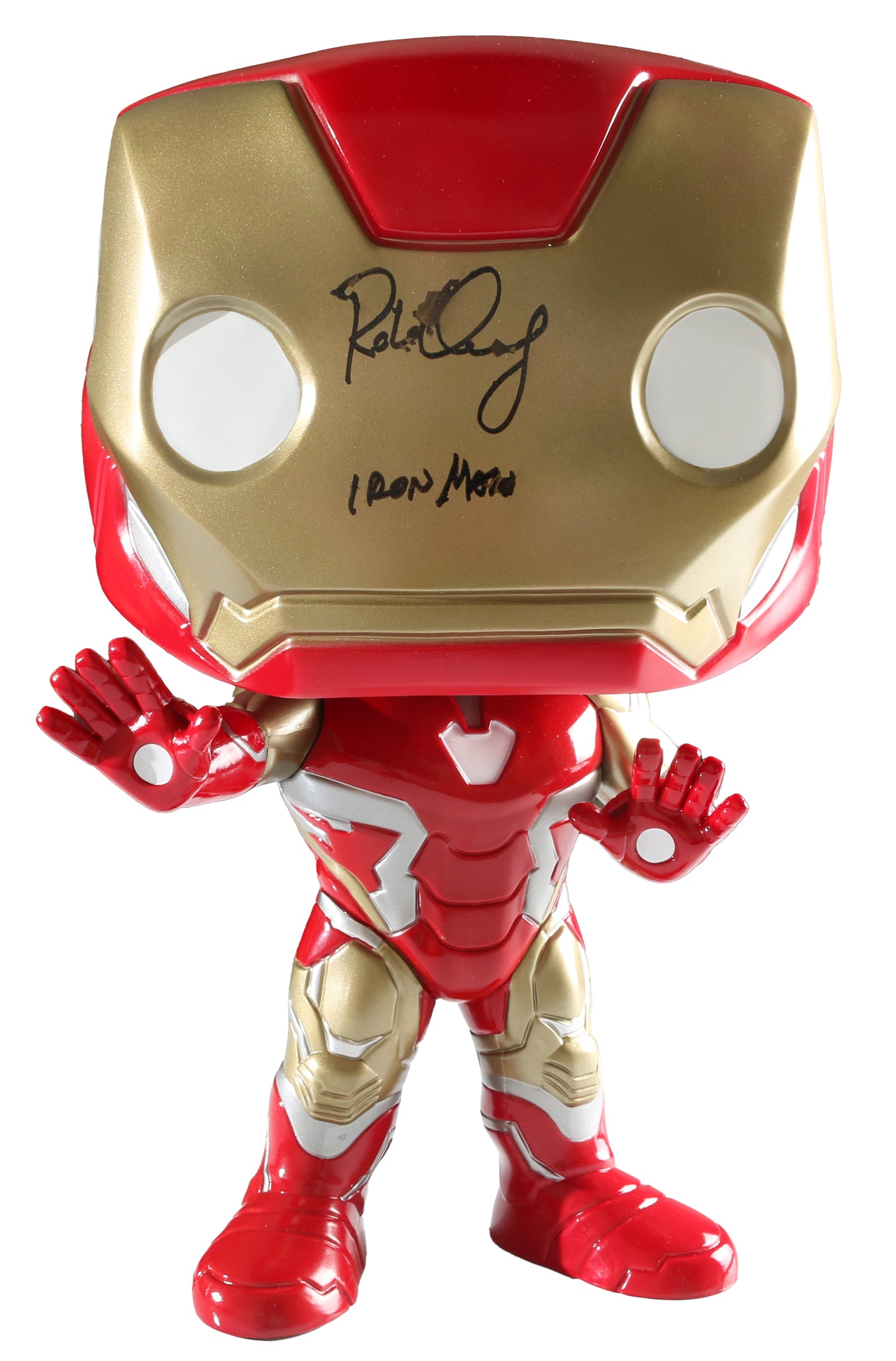 
                  
                    Robert Downey Jr. as Iron Man in Avengers: Endgame (SWAU) Signed 18" Mega Sized Funko POP! #02 with Character Name
                  
                