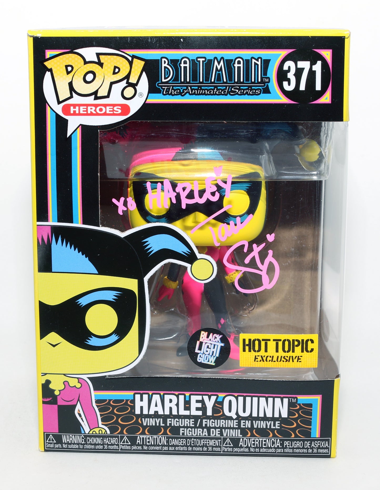 
                  
                    Tara Strong as Harley Quinn in Batman: Arkham City Black Light Hot Topic Exclusive (JSA) Signed Funko POP! #371 with Character Name
                  
                