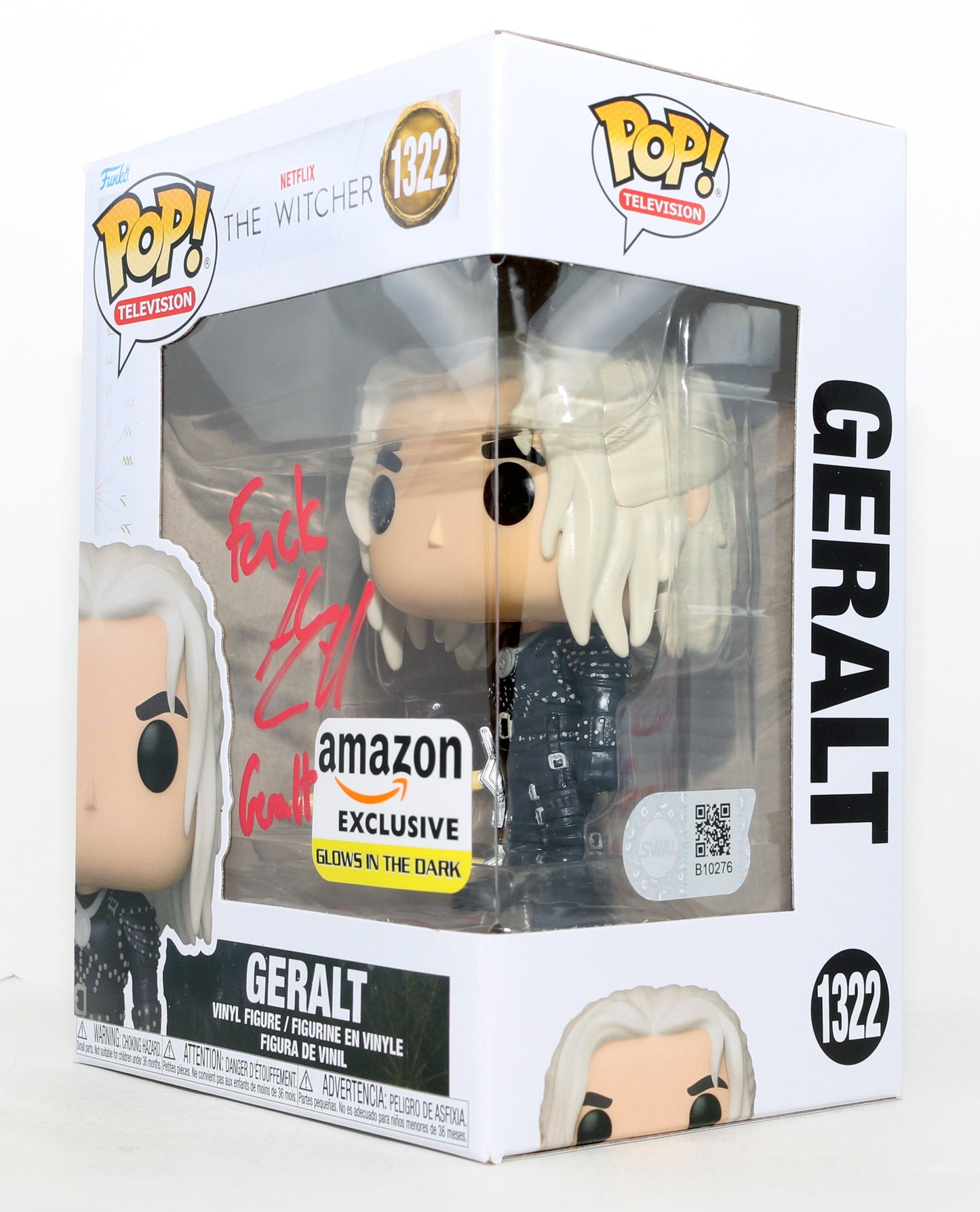 
                  
                    Henry Cavill as Geralt of Rivia in The Witcher GITD Amazon Exclusive (SWAU) Signed Funko POP! #1322 with Character Name & Quote
                  
                