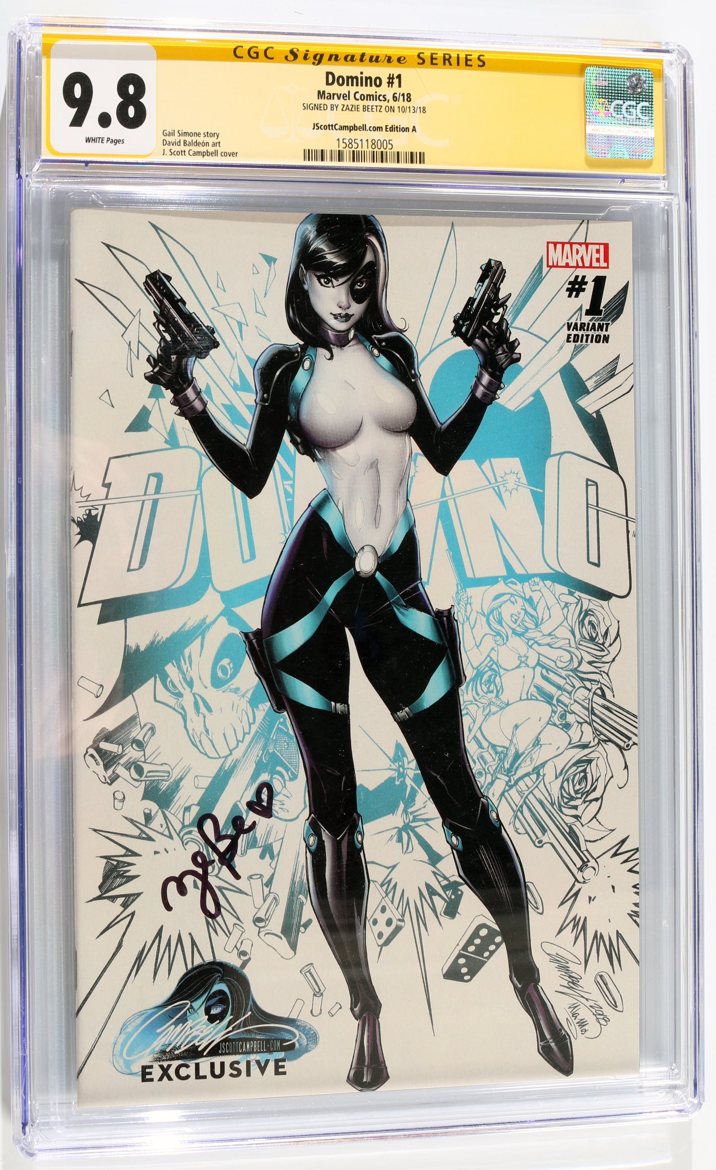 
                  
                    Domino #1 - Signed by Zazie Beetz as Domino from Deadpool 2 (CGC Signature Series 9.8) 2018
                  
                