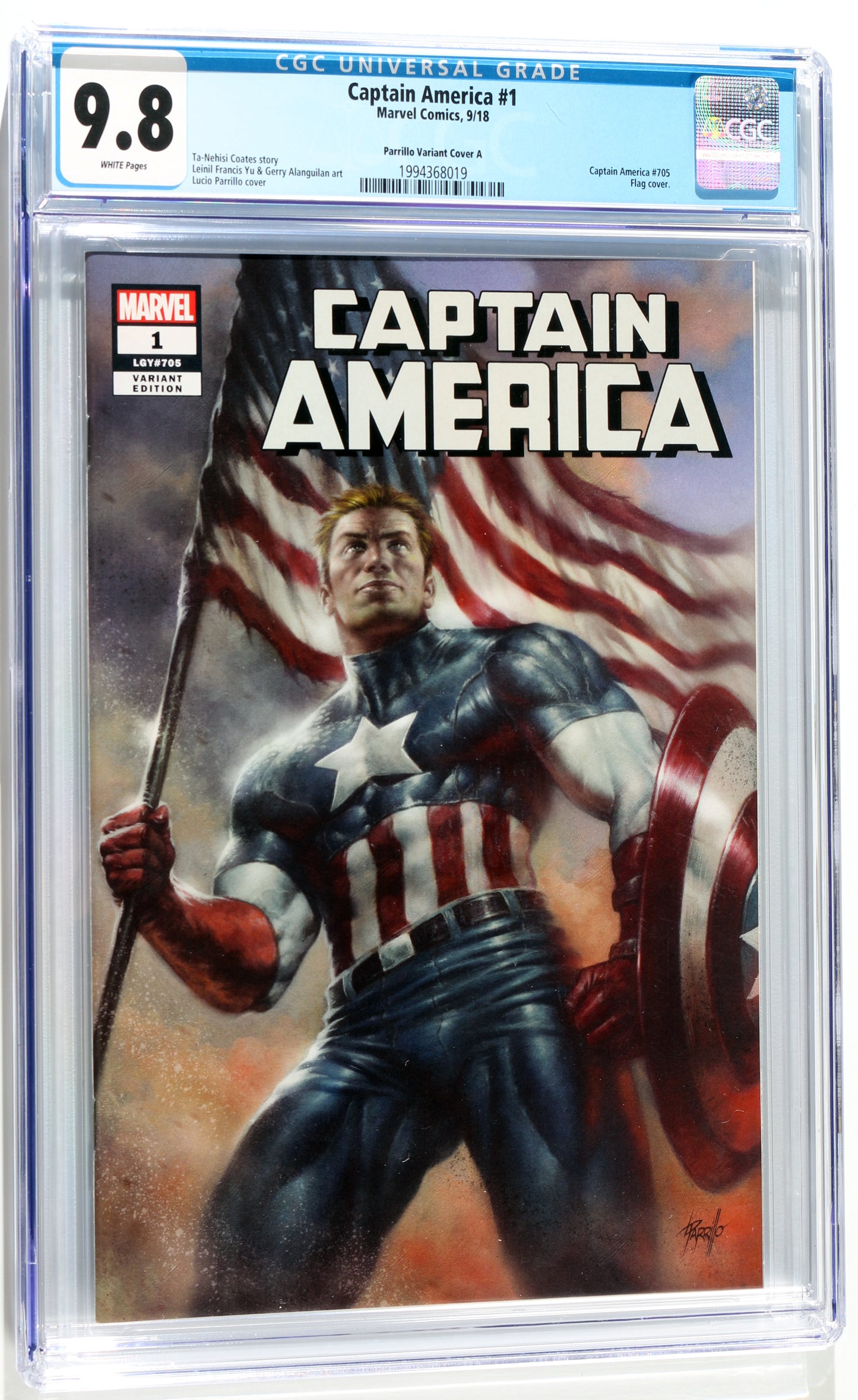 
                  
                    Captain America #1 - Lucio Parrillo Variant Cover (CGC Grade 9.8) 2018
                  
                
