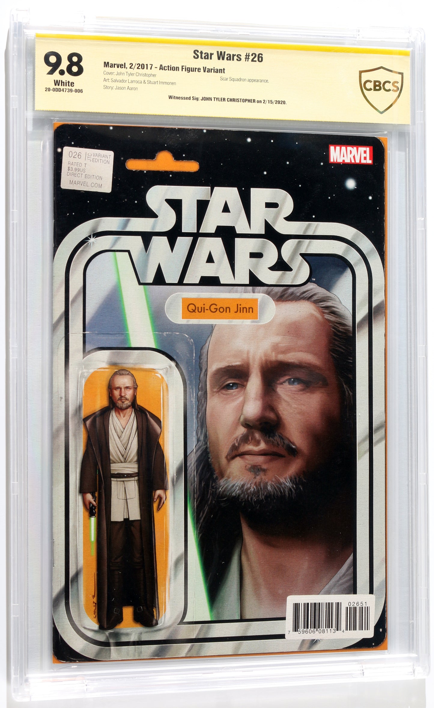 
                  
                    Star Wars #26 Action Figure Variant - Signed by Artist: John Tyler Christopher (CBCS Witnessed Signature 9.8) 2017
                  
                