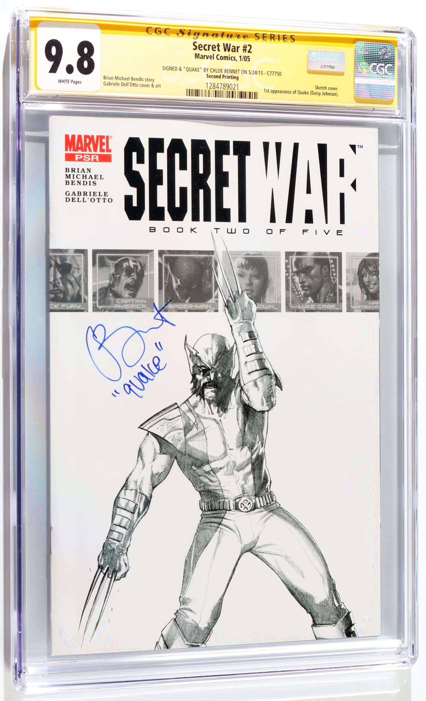 
                  
                    Secret War #2 - Signed by Chloe Bennet as Daisy Johnson from Agents of S.H.I.E.L.D. (CGC Signature Series 9.8) 2015 with Character Name
                  
                