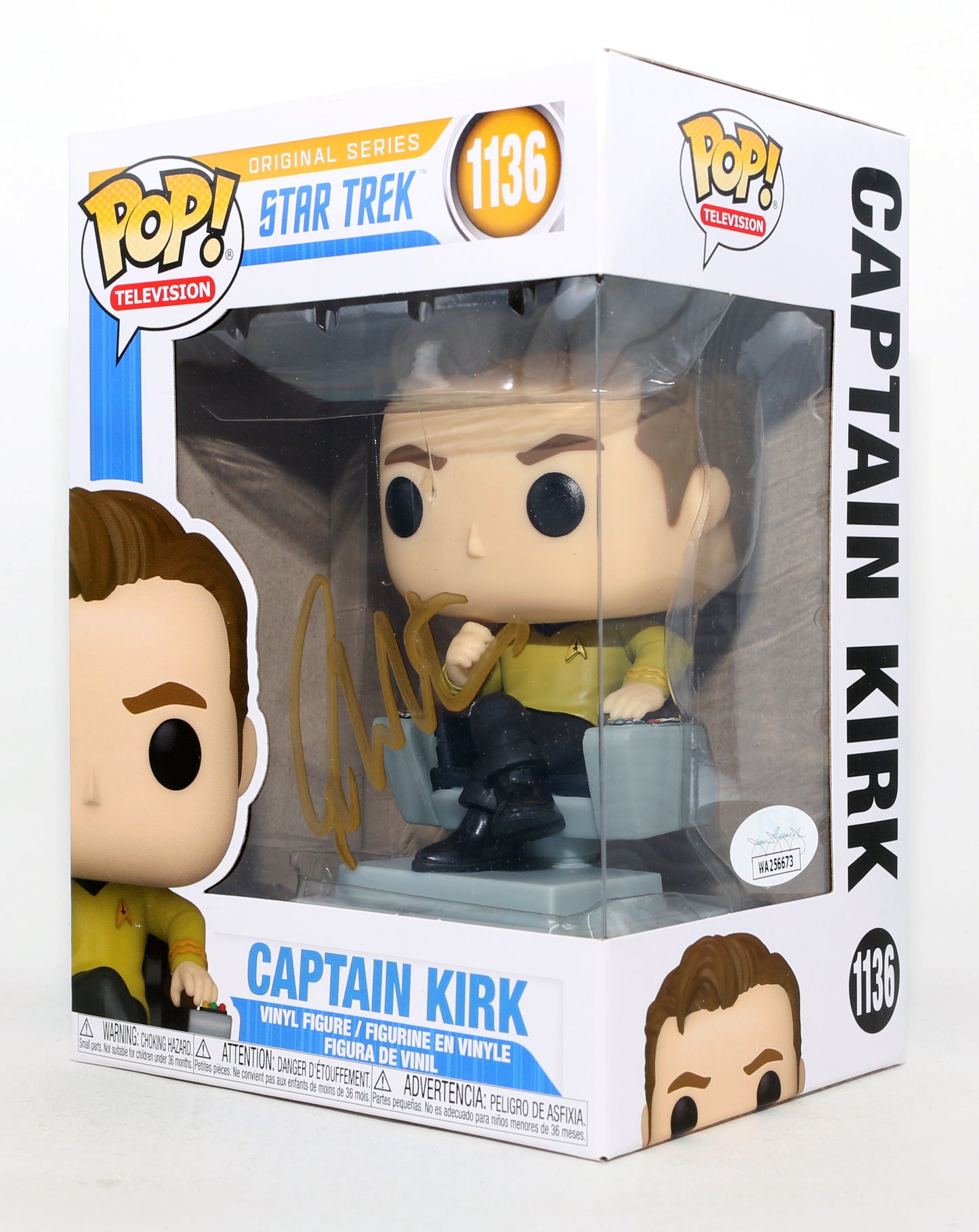 
                  
                    William Shatner as Captain Kirk in Star Trek: The Original Series (JSA) Signed Funko POP! #1136
                  
                