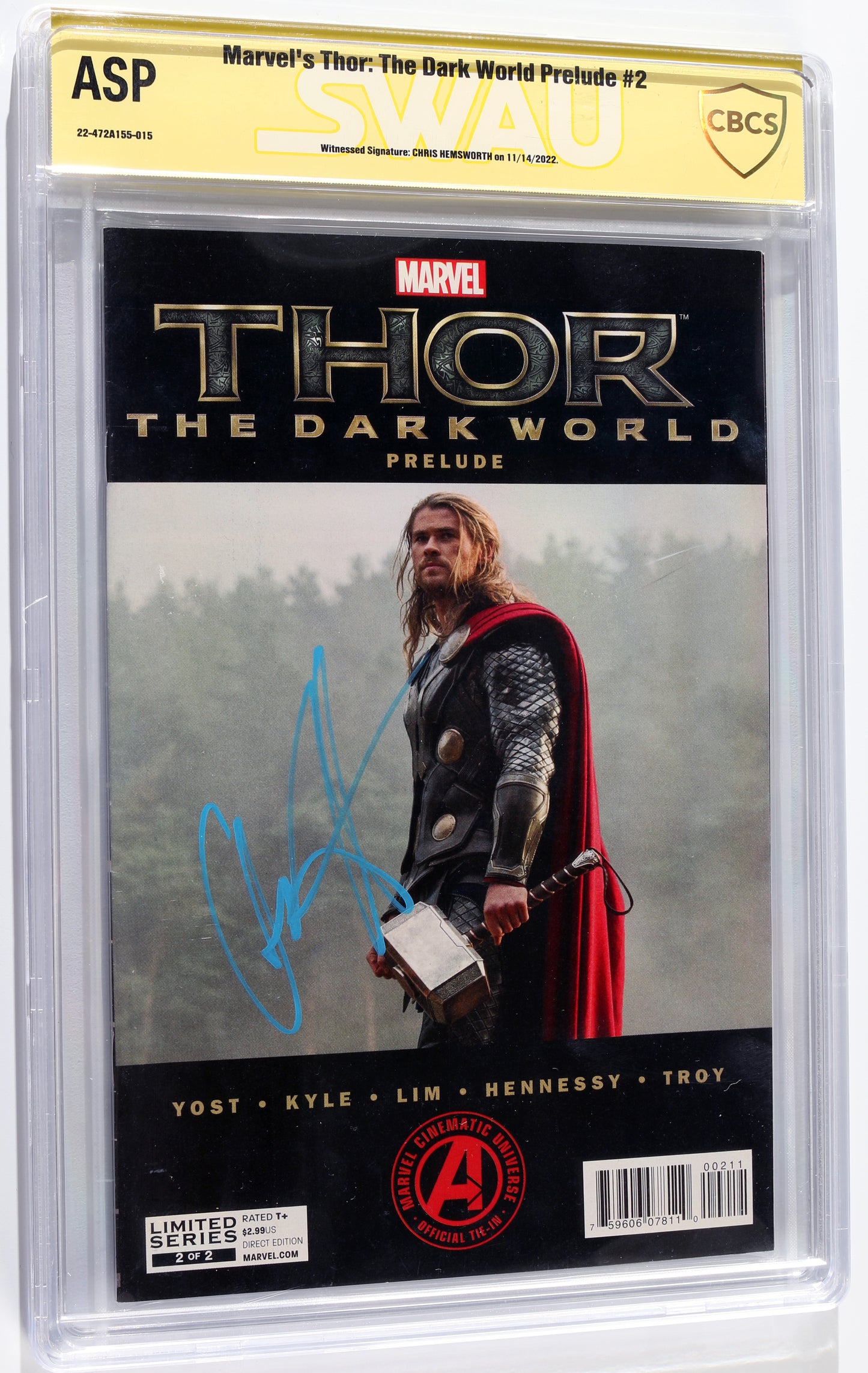 
                  
                    Marvel's Thor: The Dark World Prelude #2 - Signed by Chris Hemsworth as Thor in Thor: The Dark World (SWAU CBCS Authentic Signature Program) 2022
                  
                