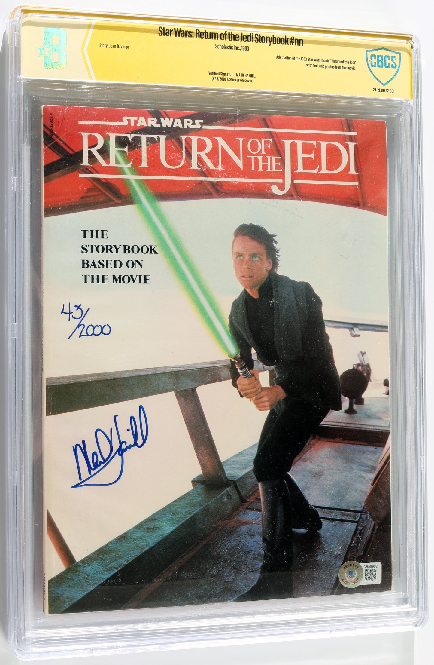 
                  
                    Star Wars: Return of the Jedi Storybook - Signed by Mark Hamill as Luke Skywalker in Star Wars (CBCS Verified Signature) 1983 #43/2000
                  
                
