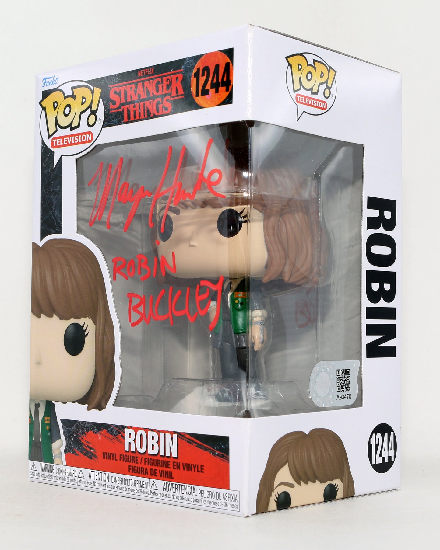 
                  
                    Maya Hawke as Robin in Stranger Things (SWAU) Signed Funko POP! #1244 with Character Name
                  
                