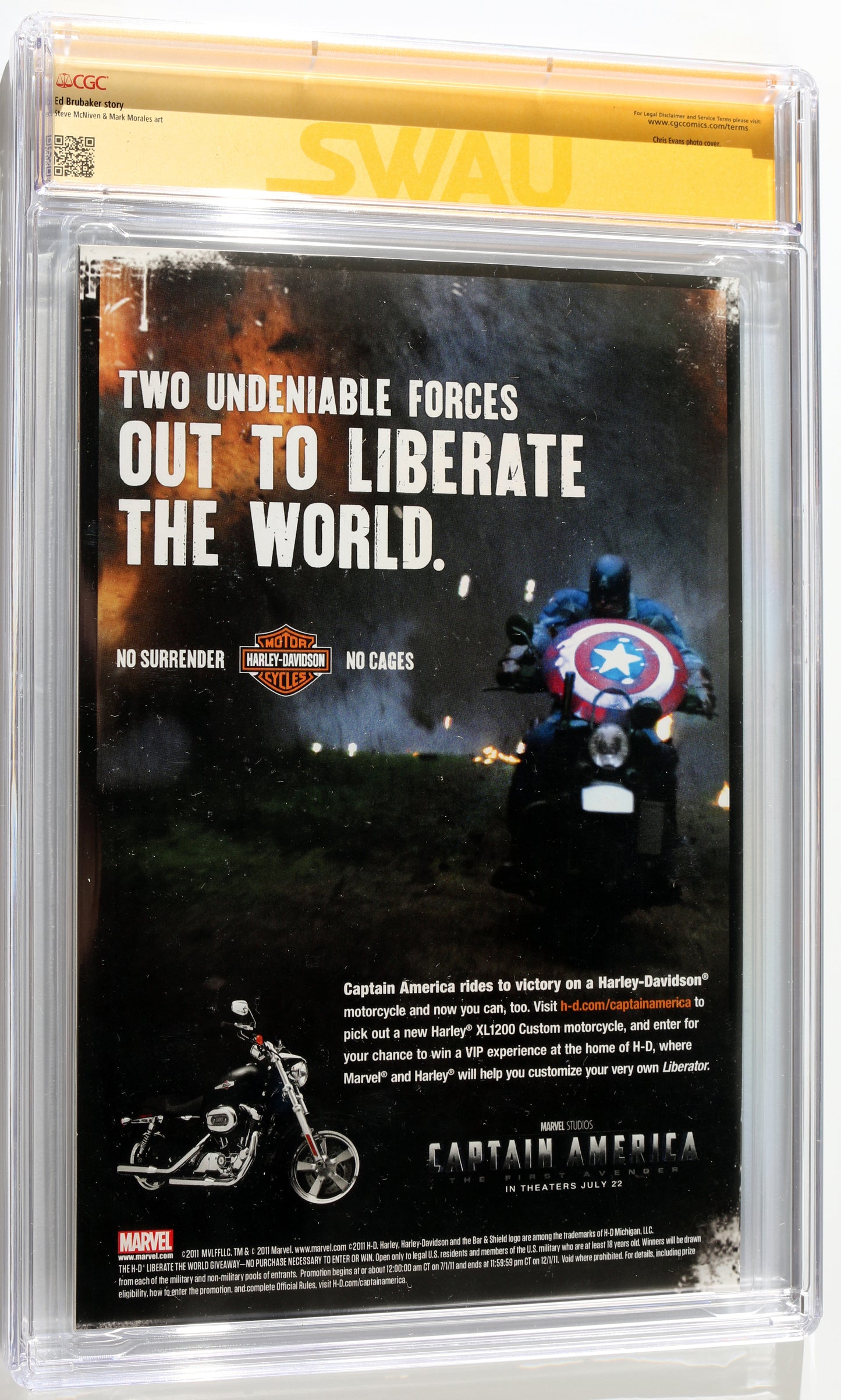 
                  
                    Captain America #1  - Signed by Chris Evans as Captain America in Captain America: The First Avenger (SWAU CGC Signature Series 9.6) 2023
                  
                