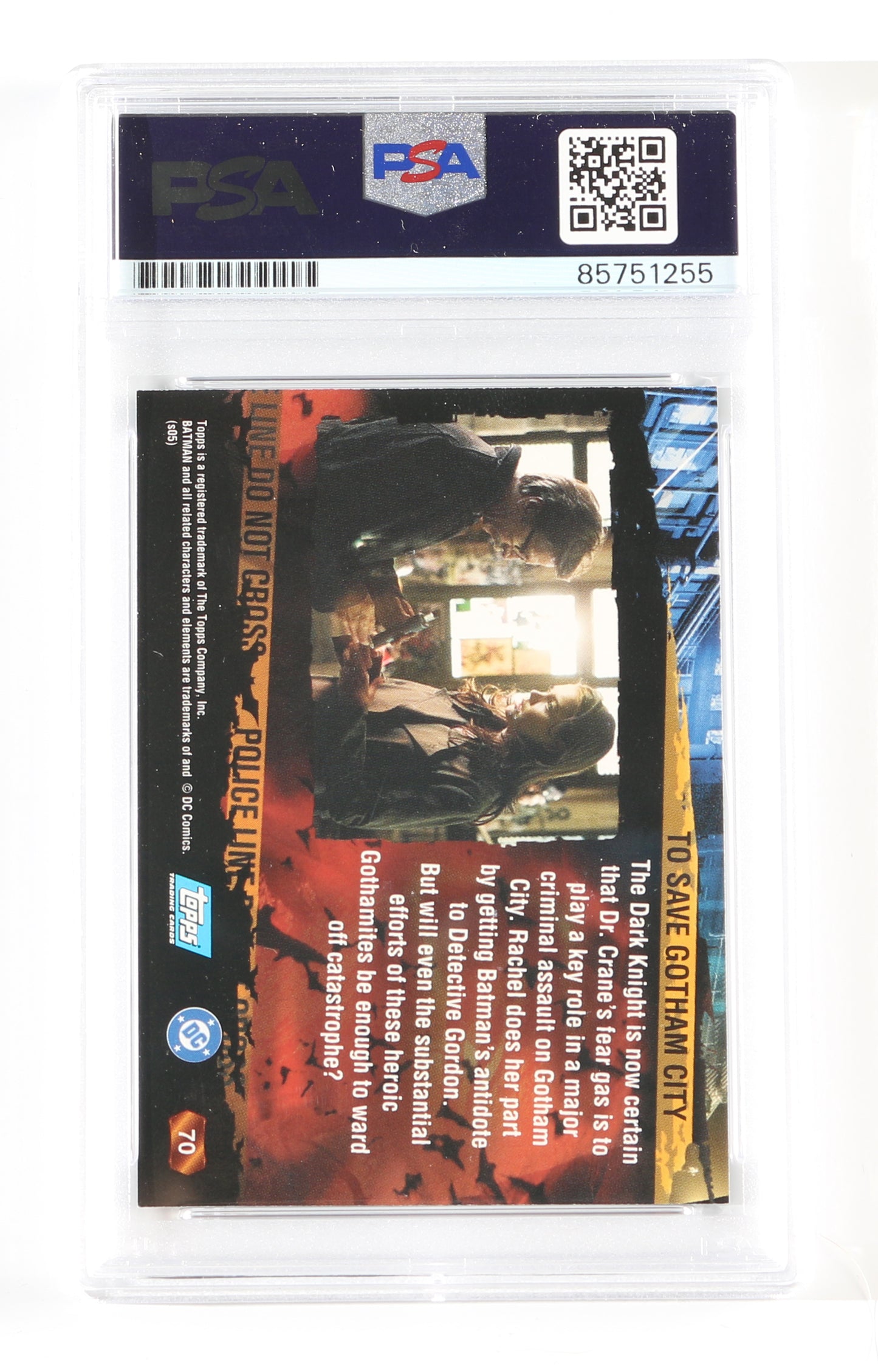 
                  
                    Christian Bale as Bruce Wayne / Batman in Batman Begins (PSA Encapsulated) Signed Topps Trading Card #70
                  
                