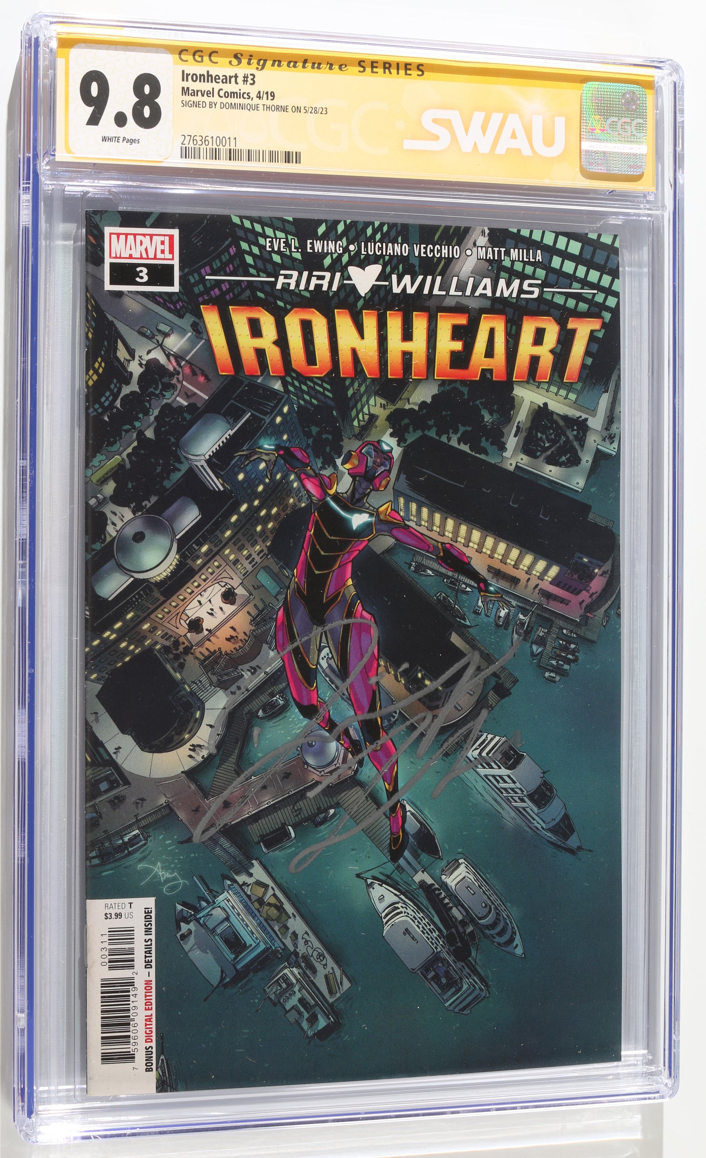 
                  
                    Ironheart #3 - Signed by Dominique Thorne as RiRi Williams from Black Panther: Wakanda Forever (SWAU CGC Signature Series 9.8) 2019
                  
                