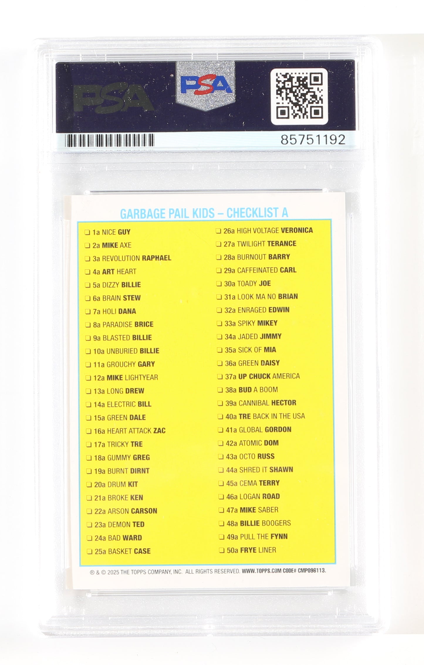 
                  
                    Billy Joe Armstrong Lead Vocalist of Green Day (PSA Encapsulated) Signed Garbage Pail Kids Trading Card #45a
                  
                
