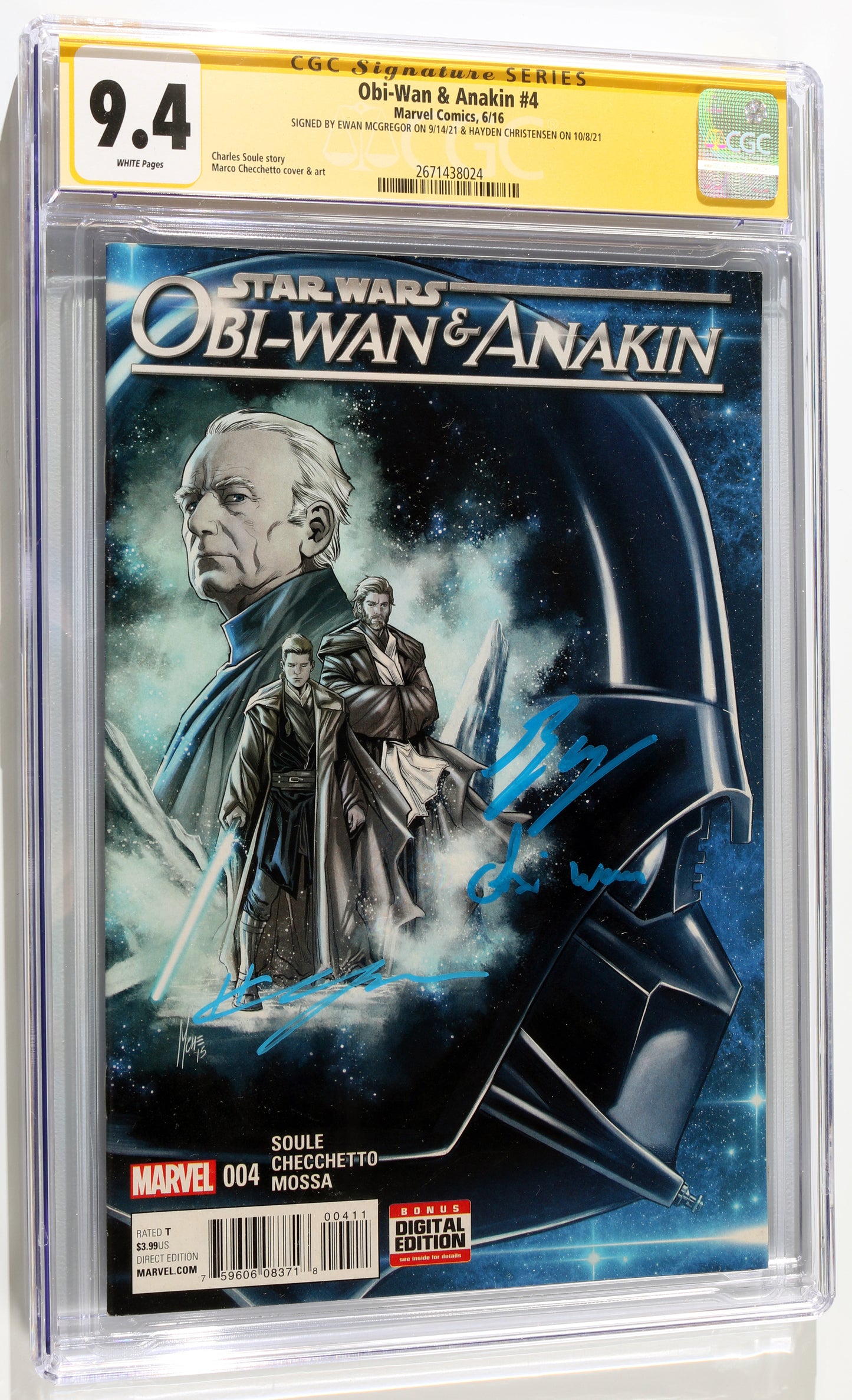 
                  
                    Star Wars: Obi-Wan & Anakin #4 - Signed by Ewan McGregor as Obi-Wan Kenobi & Hayden Christensen as Anakin Skywalker from Star Wars (CGC Signature Series 9.4) 2021 with Character Name
                  
                